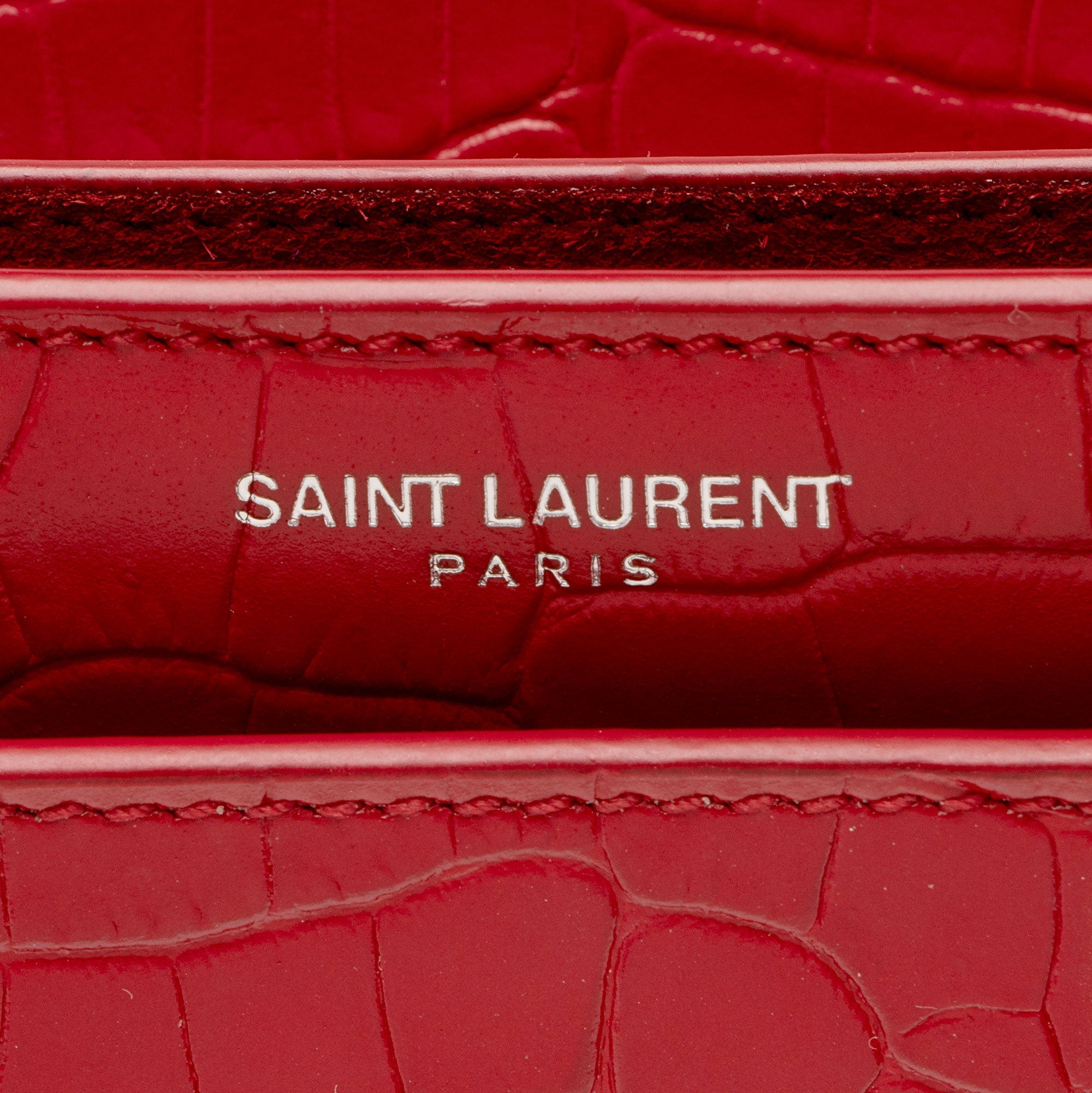 Saint Laurent Croc Embossed Leather Monogram Sunset Medium Shoulder Bag (SHF-jVwFV7)