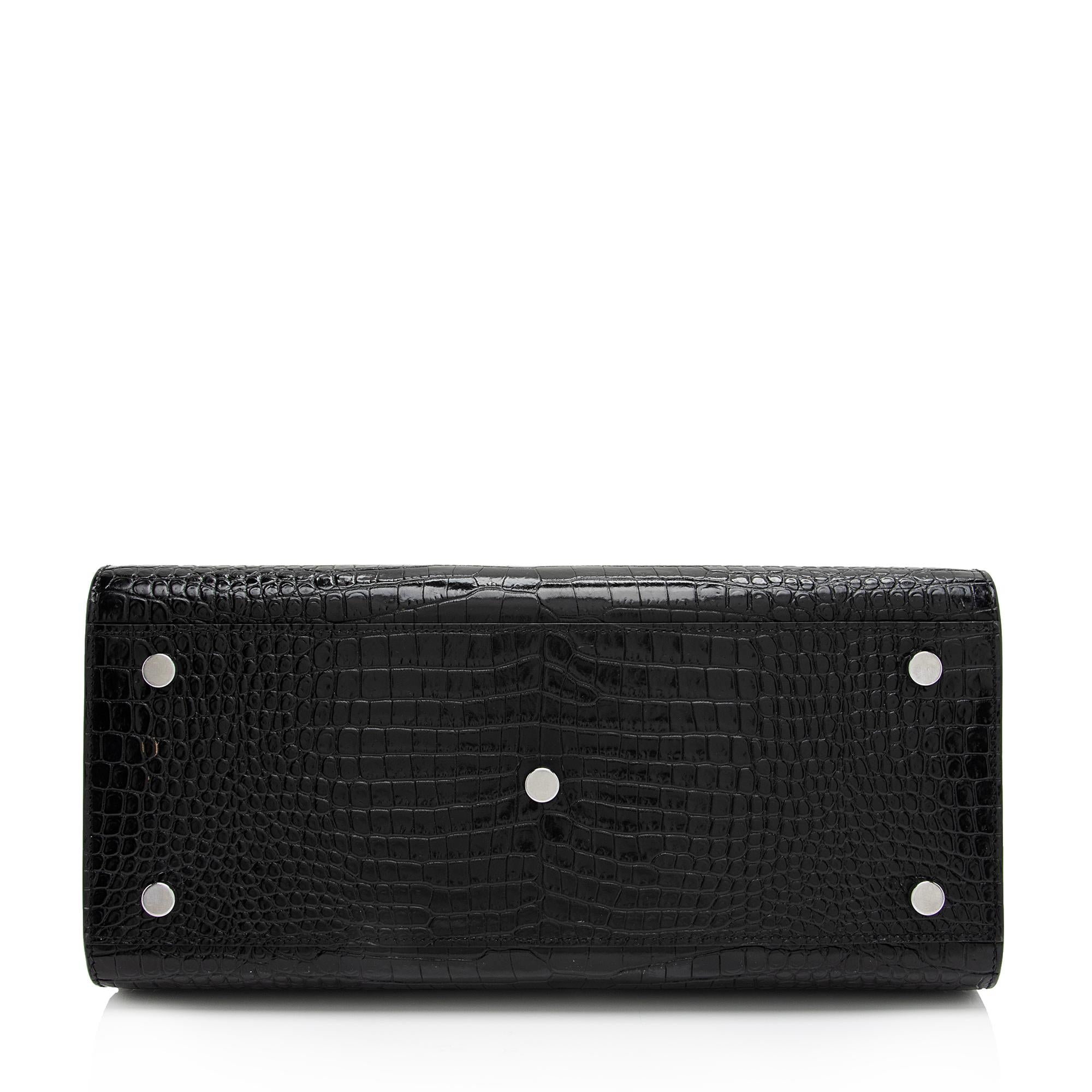 Saint Laurent Croc Embossed Leather Sac De Jour Small Tote (SHF-Cqj90b)