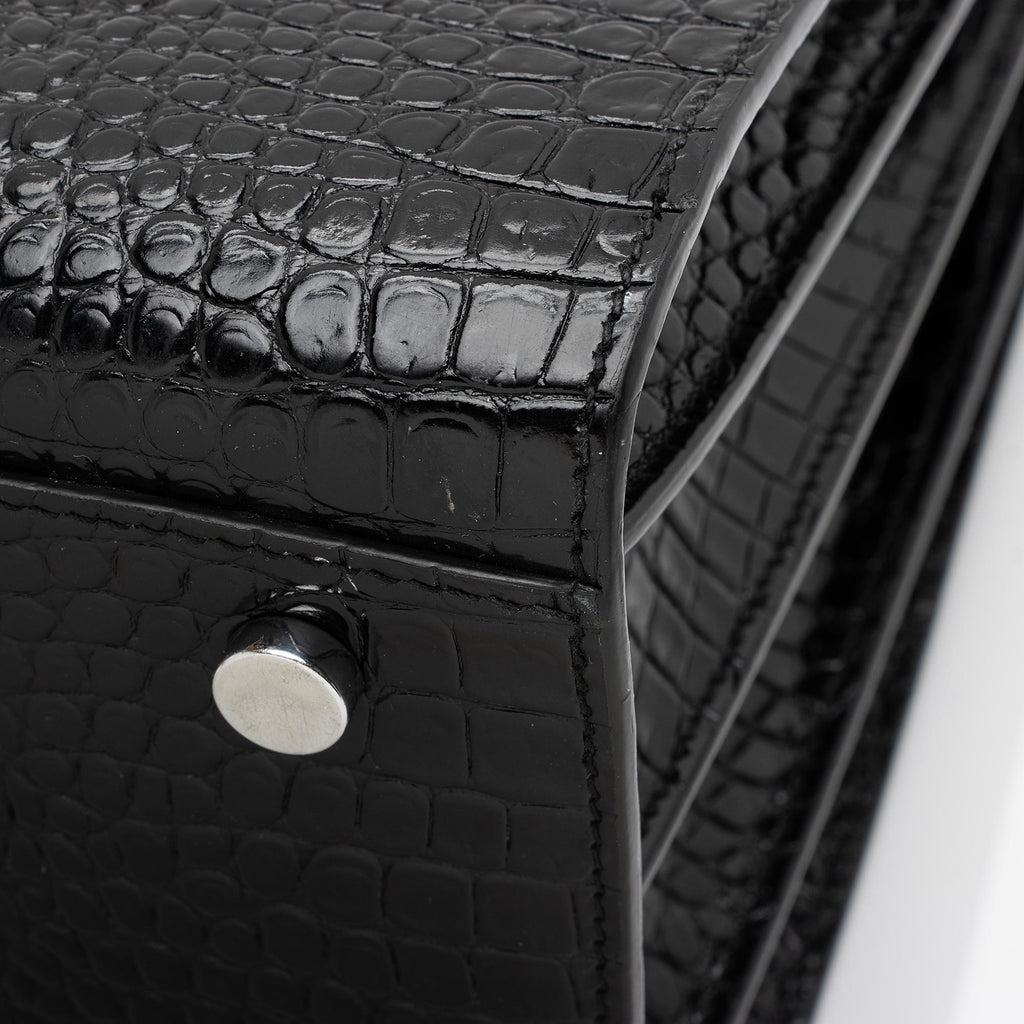 Saint Laurent Croc Embossed Leather Sac De Jour Small Tote (SHF-Cqj90b)