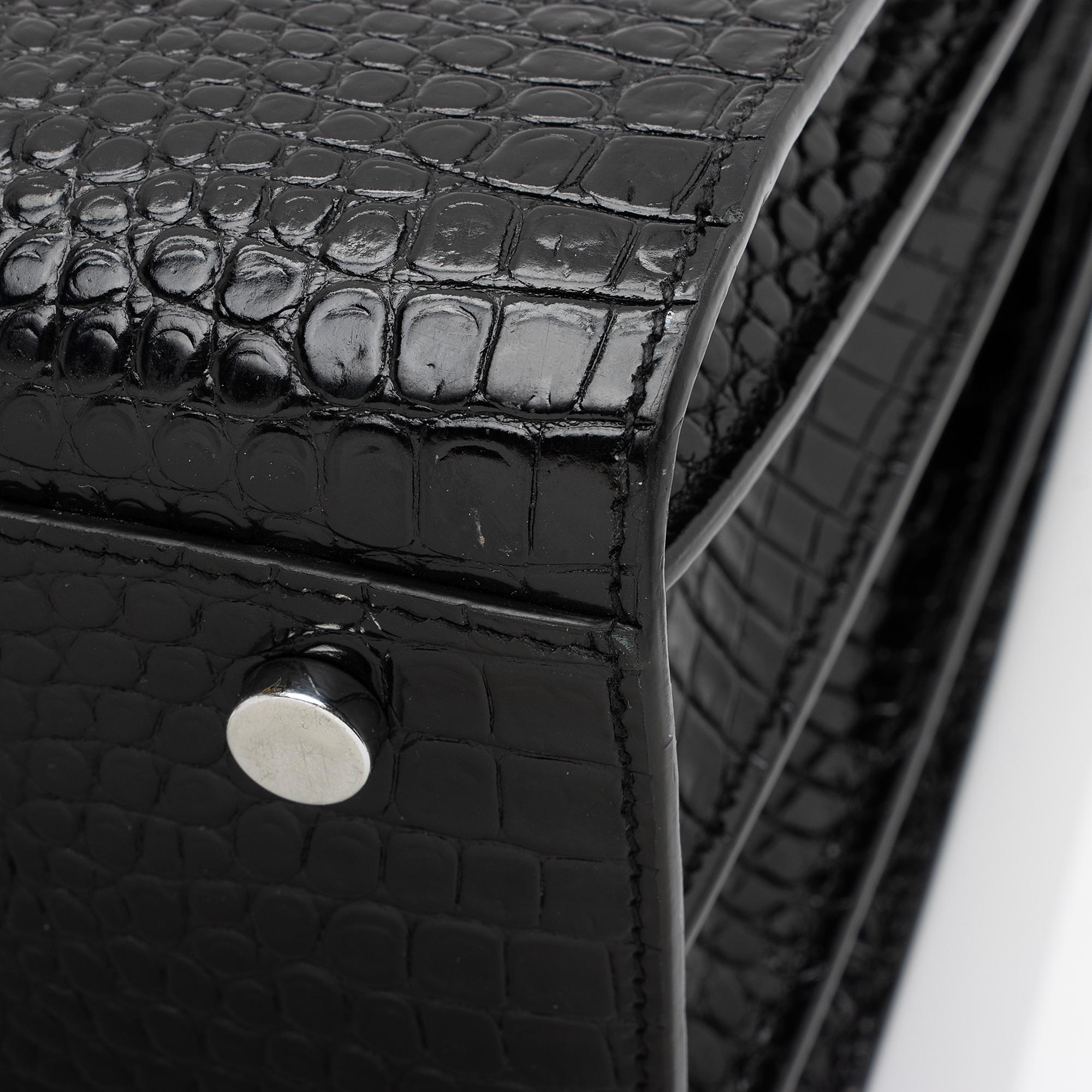 Saint Laurent Croc Embossed Leather Sac De Jour Small Tote (SHF-Cqj90b)