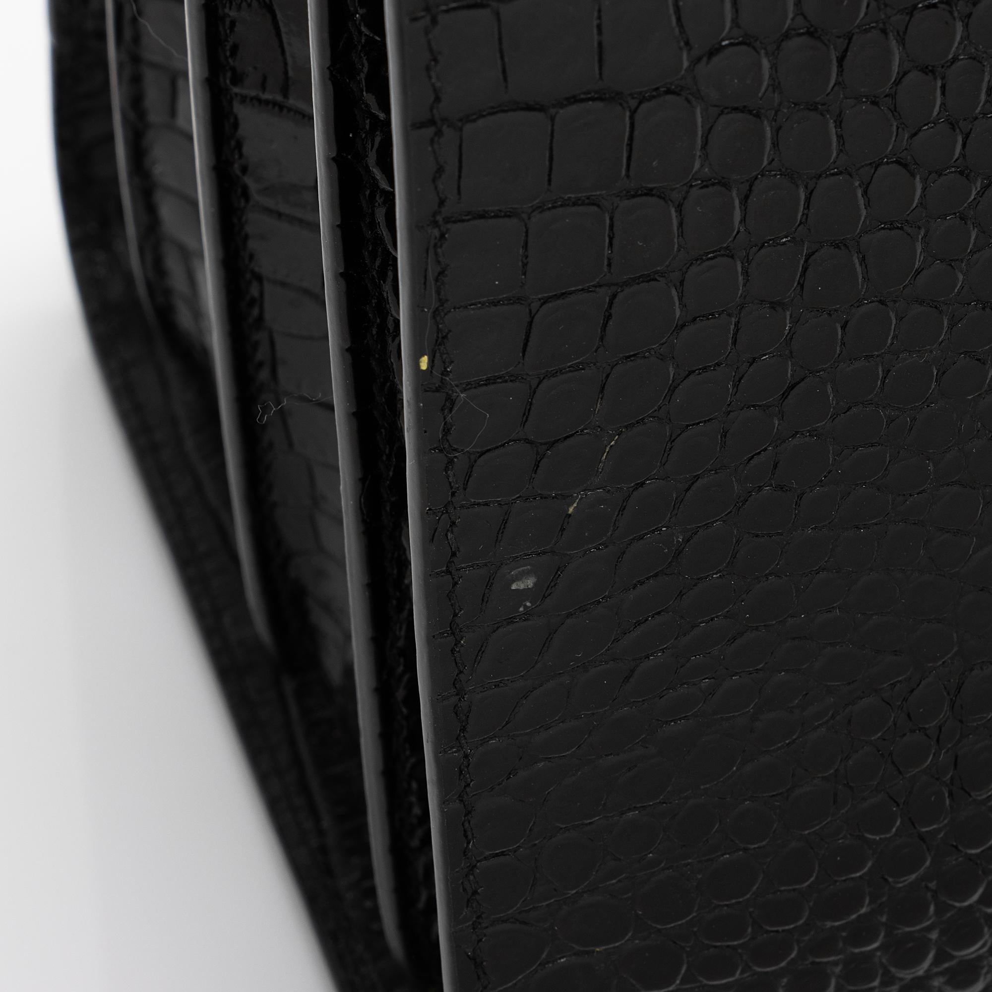 Saint Laurent Croc Embossed Leather Sac De Jour Small Tote (SHF-Cqj90b)