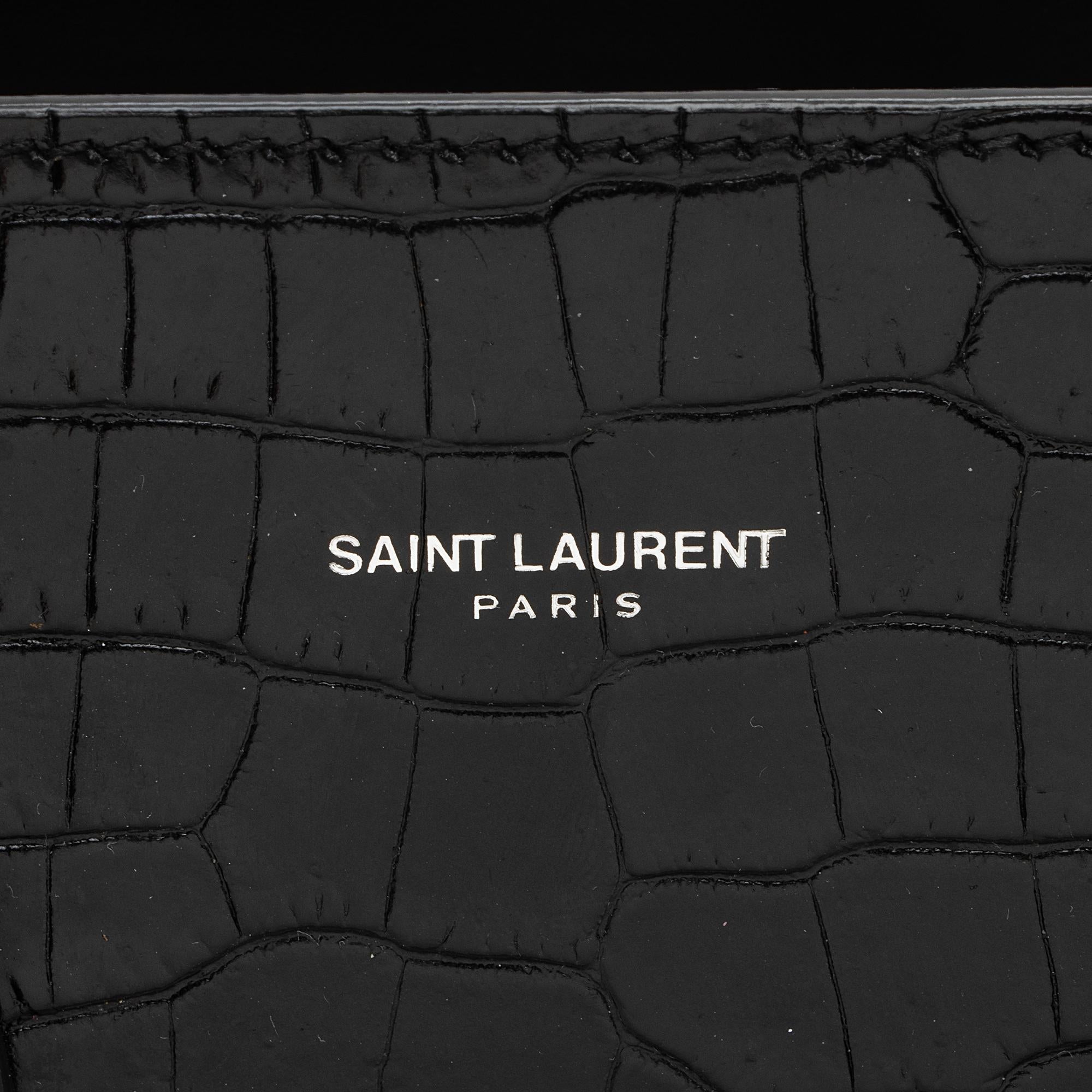 Saint Laurent Croc Embossed Leather Sac De Jour Small Tote (SHF-Cqj90b)