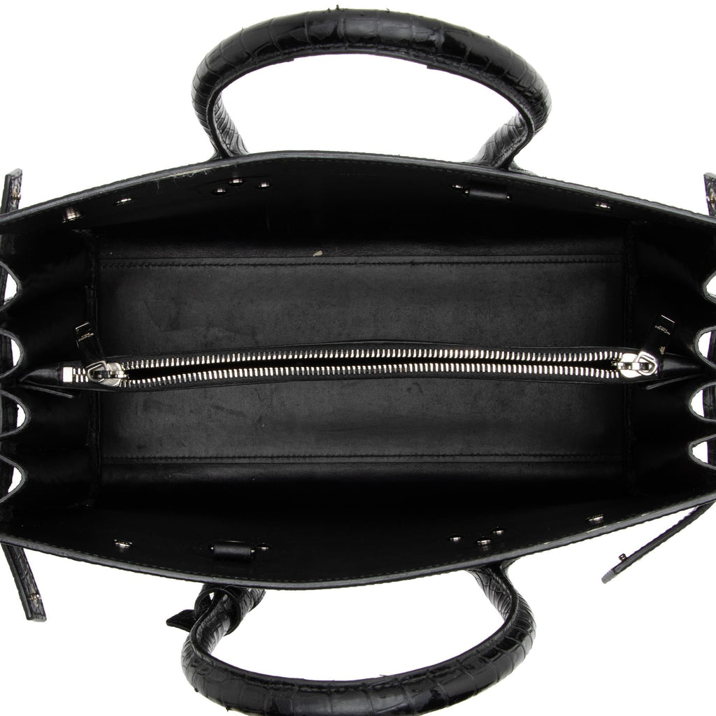 Saint Laurent Croc Embossed Leather Sac De Jour Small Tote (SHF-Cqj90b)