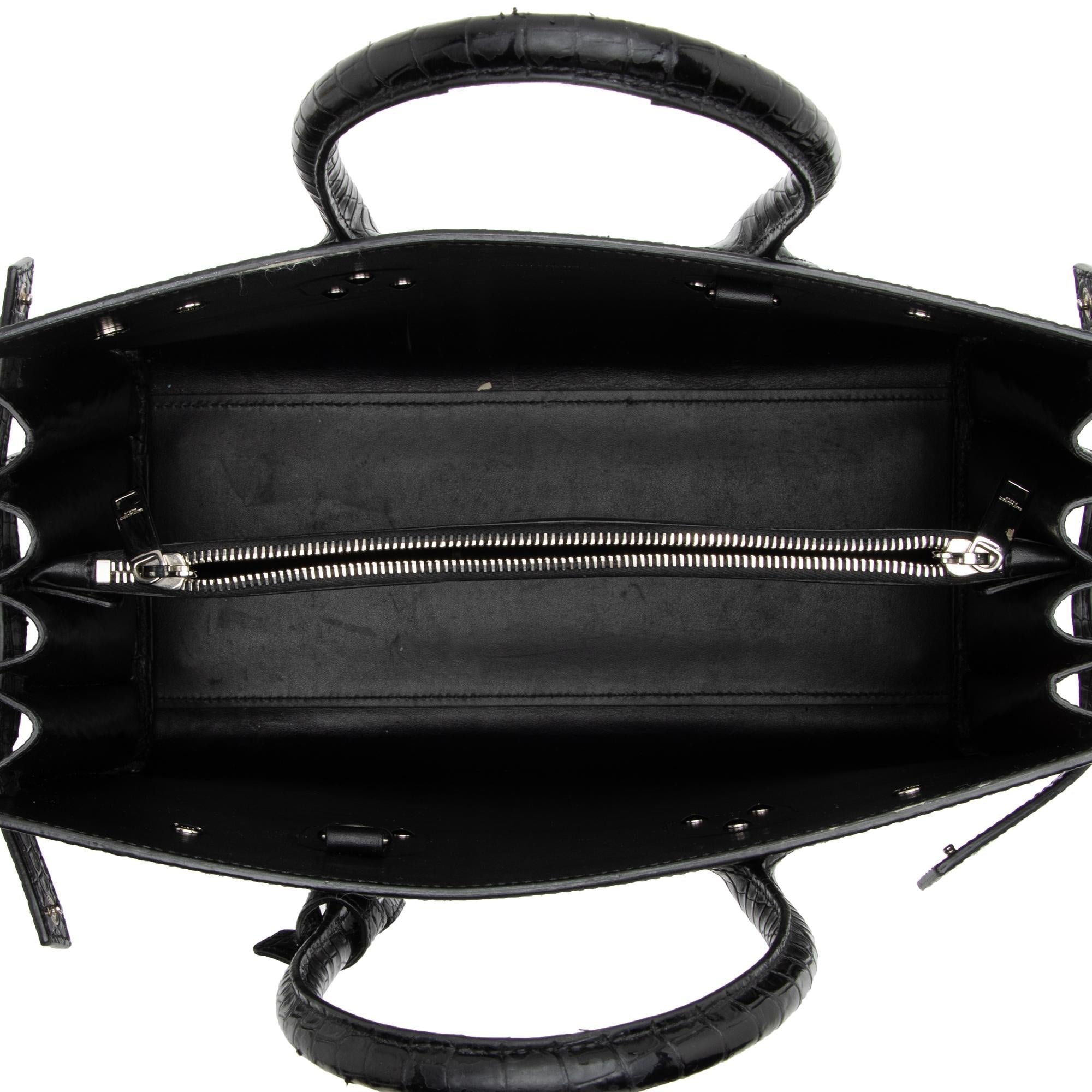 Saint Laurent Croc Embossed Leather Sac De Jour Small Tote (SHF-Cqj90b)