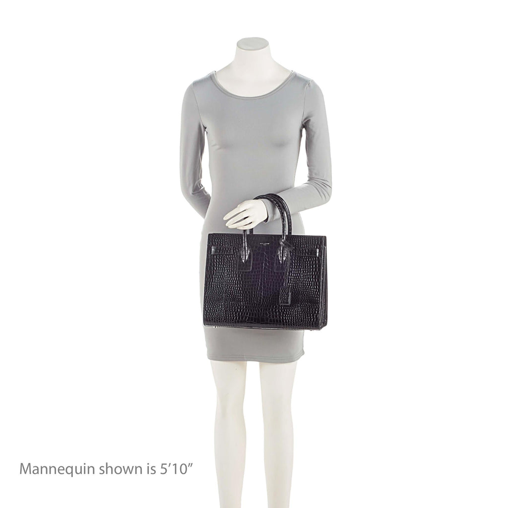 Saint Laurent Croc Embossed Leather Sac De Jour Small Tote (SHF-Cqj90b)