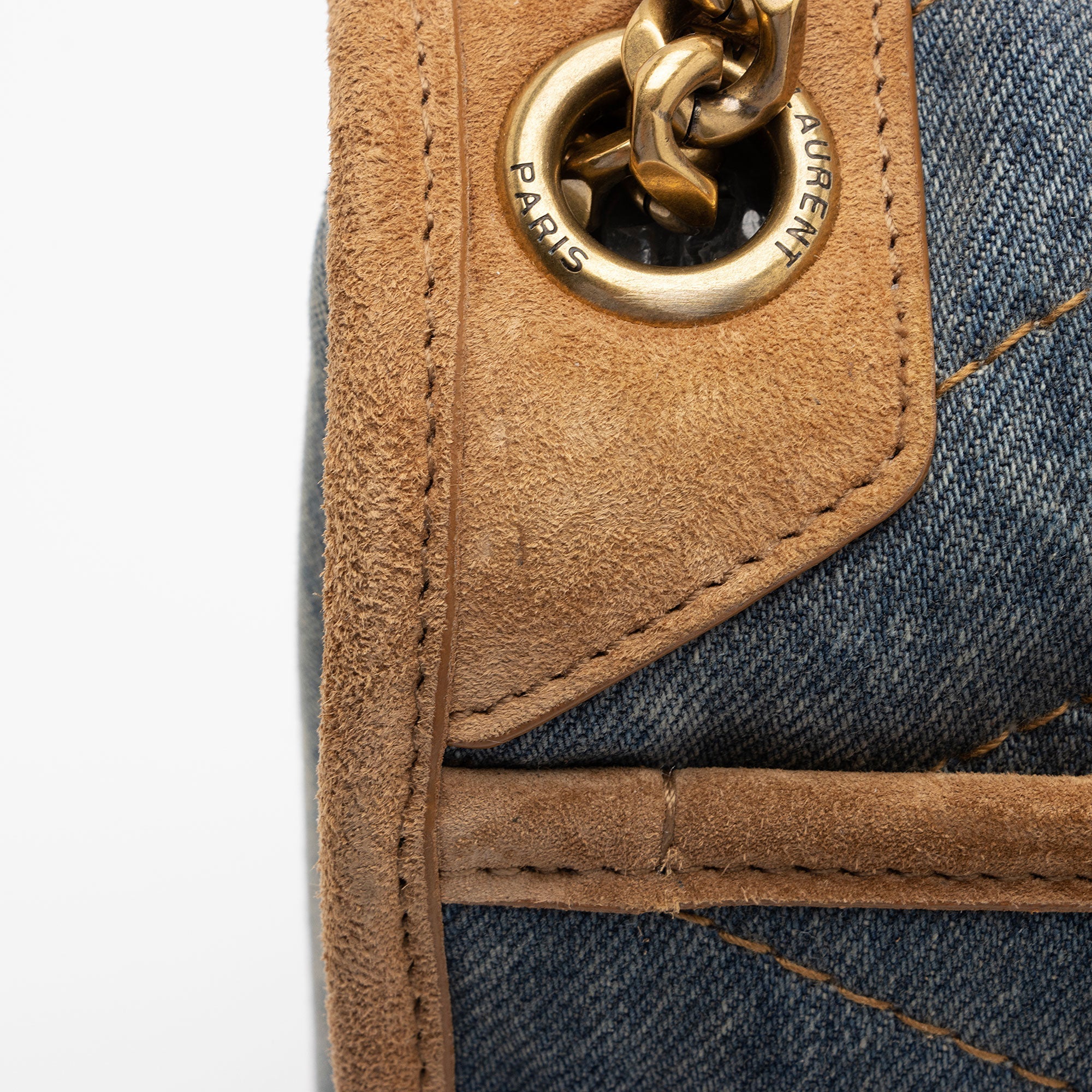 Saint Laurent Denim Suede Monogram Niki Medium Shoulder Bag (SHF-fpTQXb)