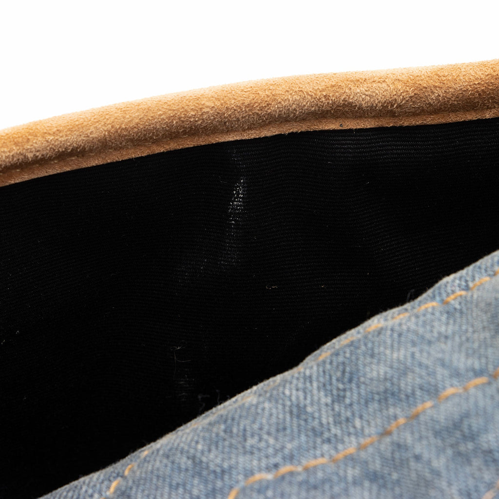 Saint Laurent Denim Suede Monogram Niki Medium Shoulder Bag (SHF-fpTQXb)