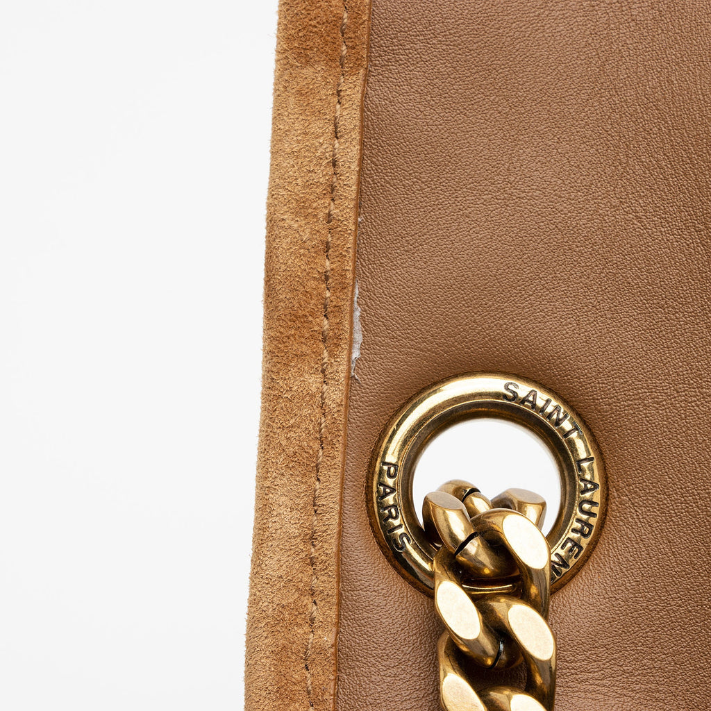 Saint Laurent Denim Suede Monogram Niki Medium Shoulder Bag (SHF-fpTQXb)