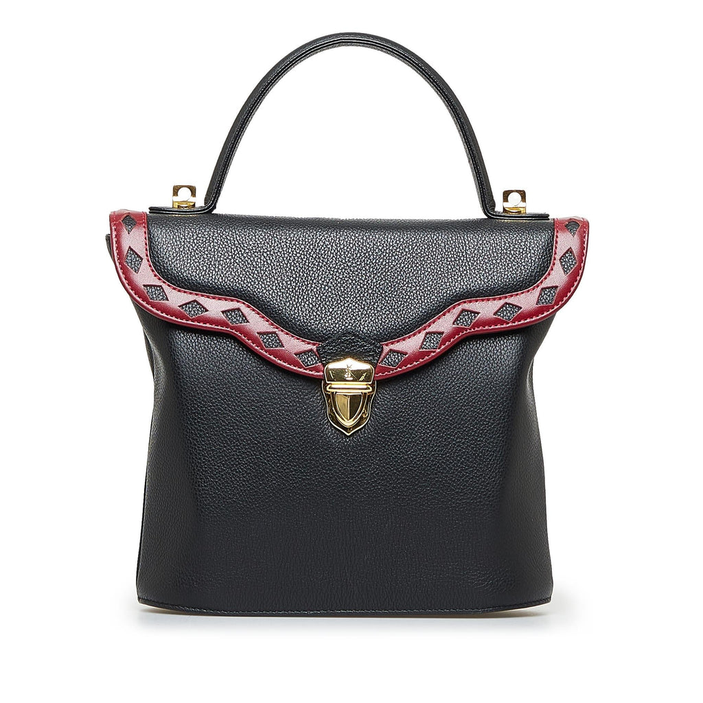 Saint Laurent Diamond Cut Leather Satchel (SHG-0dQrEq)