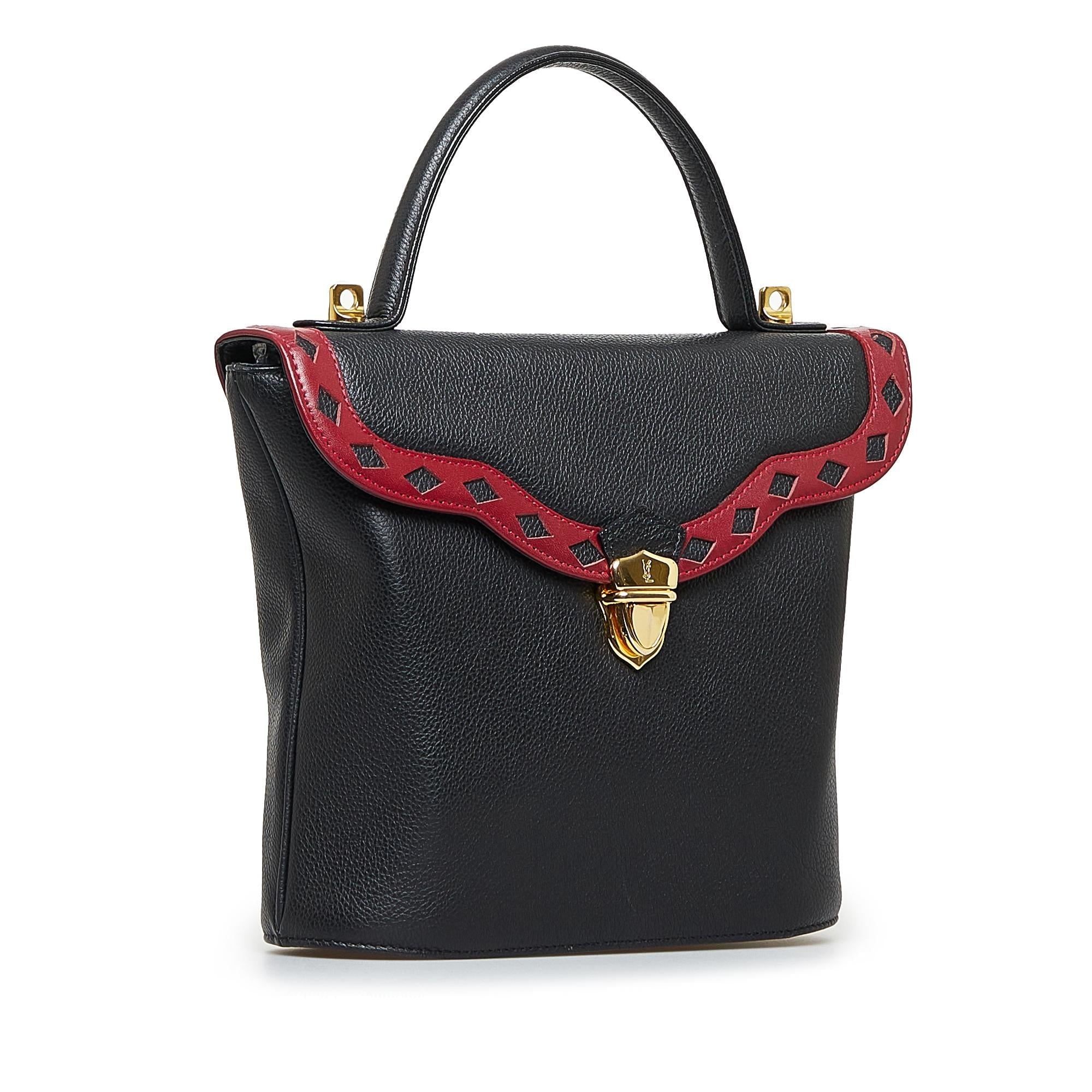 Saint Laurent Diamond Cut Leather Satchel (SHG-0dQrEq)
