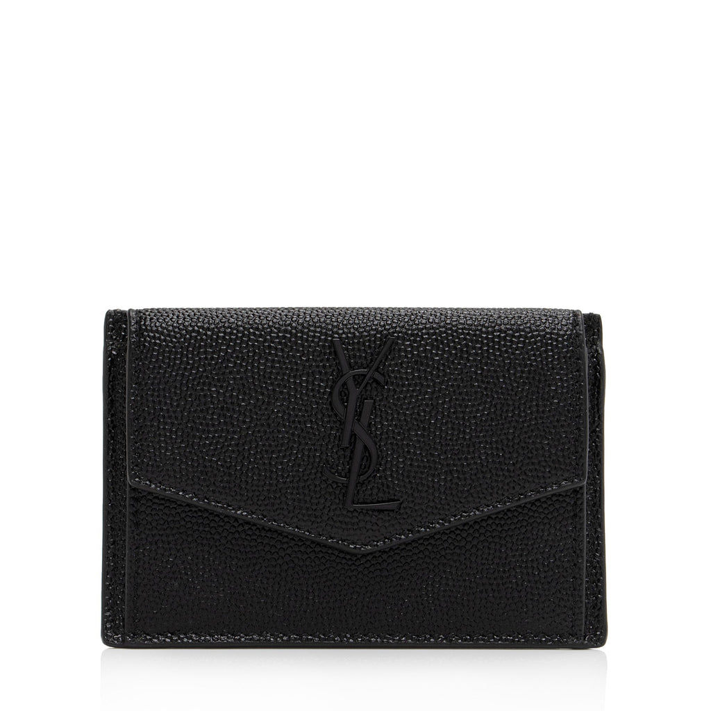 Saint Laurent Grain De Poudre Embossed Leather Uptown Card Case (SHF-cCTA04)