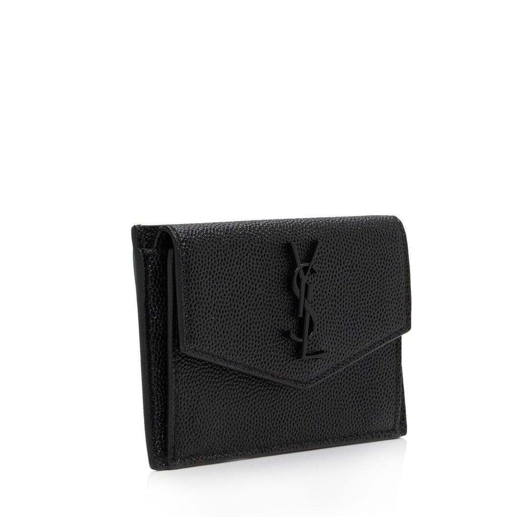 Saint Laurent Grain De Poudre Embossed Leather Uptown Card Case (SHF-cCTA04)