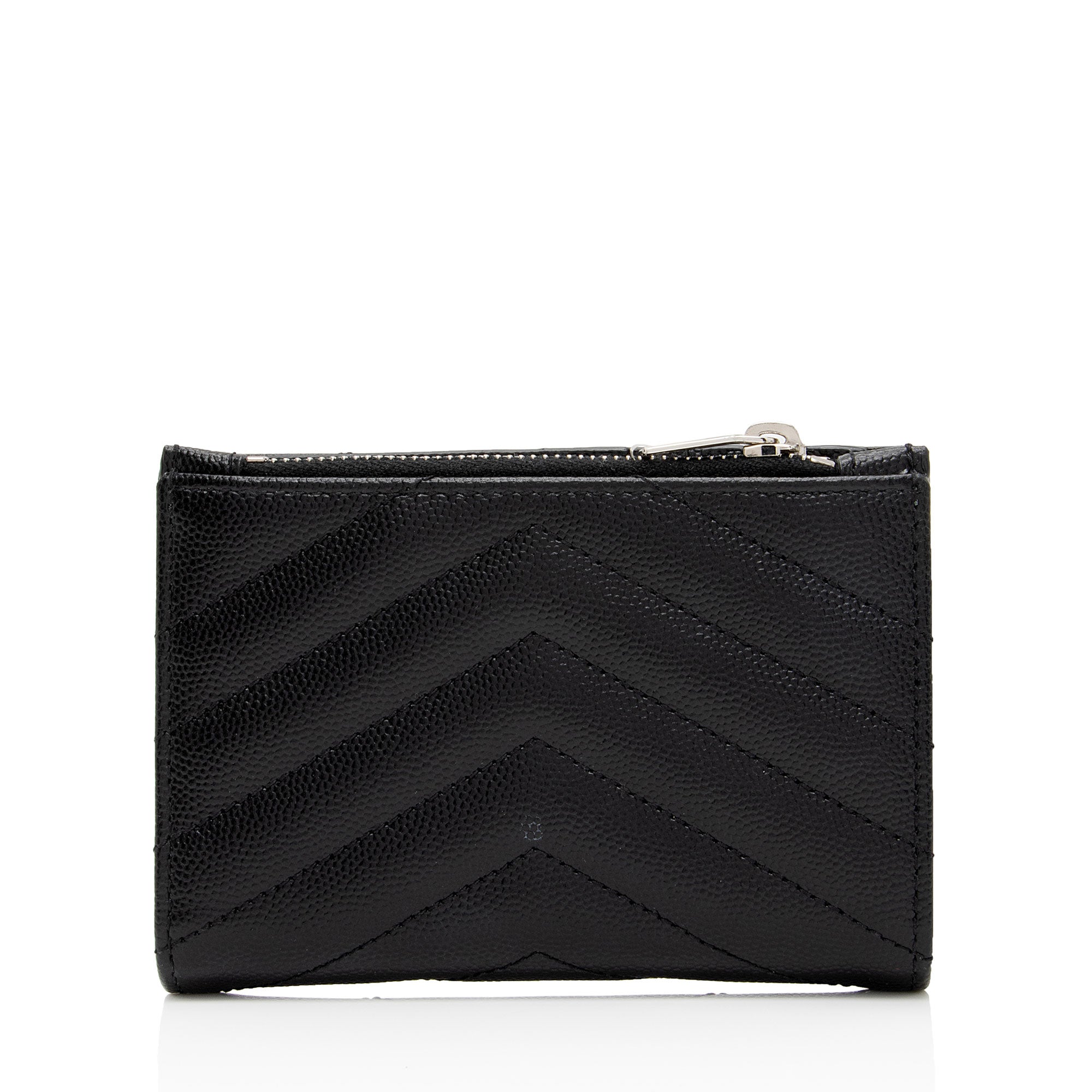 Saint Laurent Grain de Podure Zipped Monogram Wallet (SHF-we8vHe)