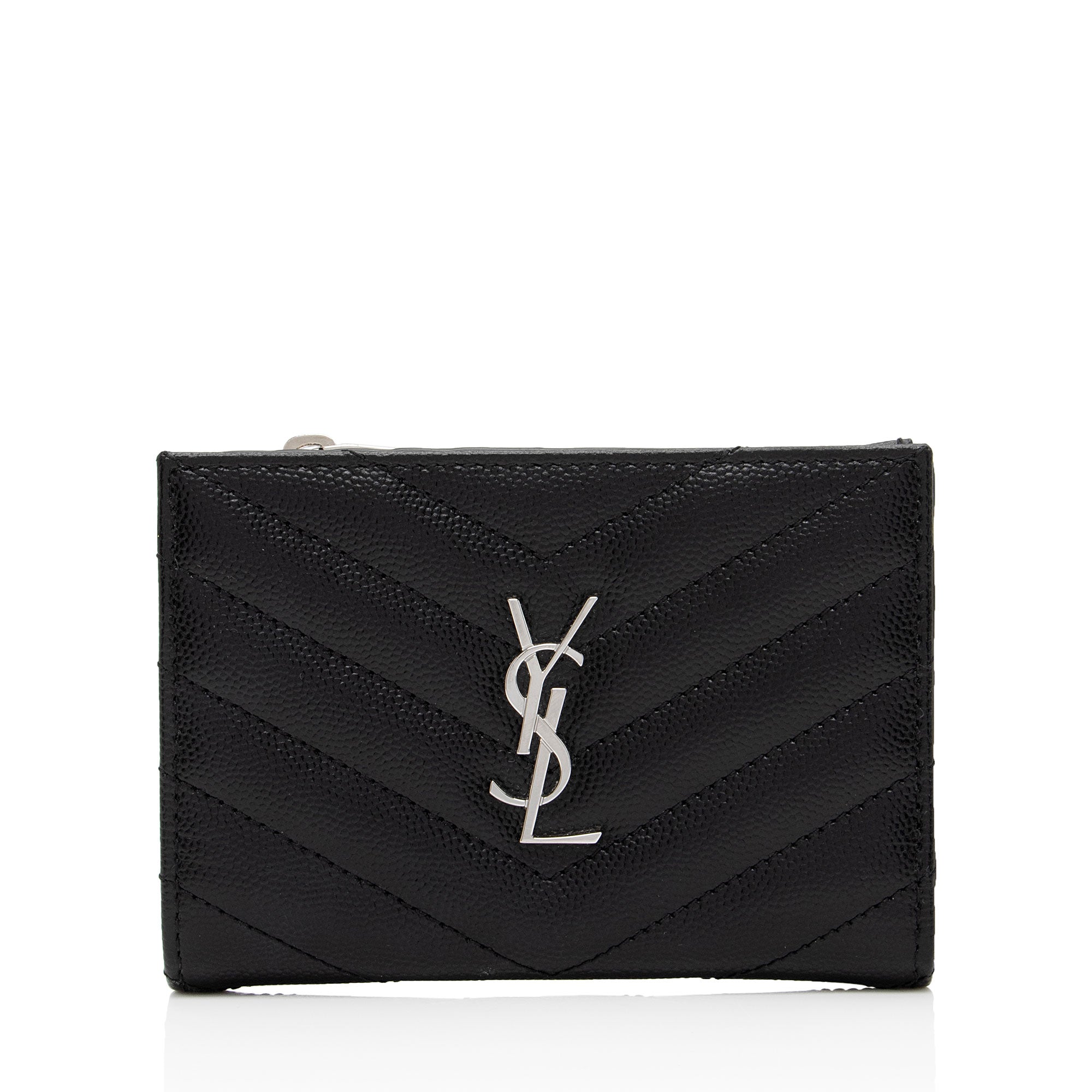Saint Laurent Grain de Podure Zipped Monogram Wallet (SHF-we8vHe)