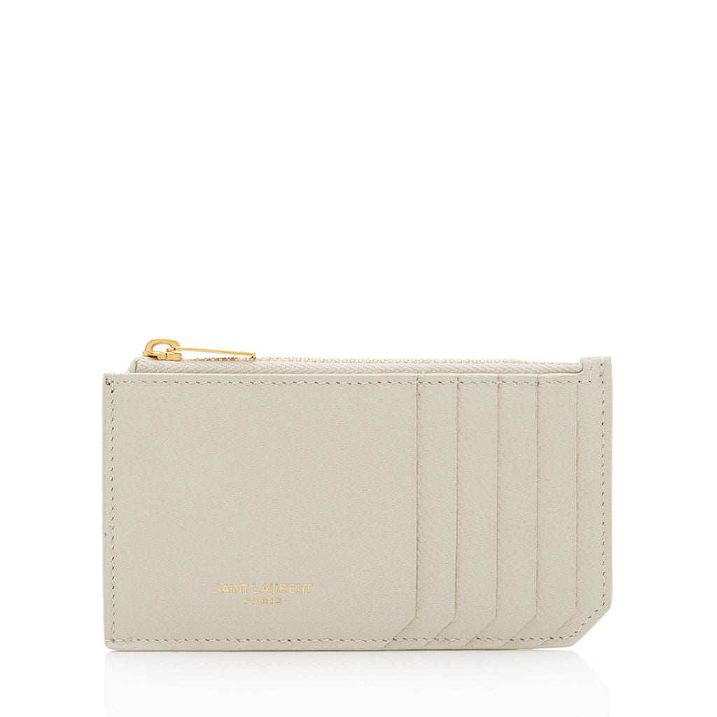 Saint Laurent Grain de Poudre Fragments Zipper Card Case (SHF-CE2v77)