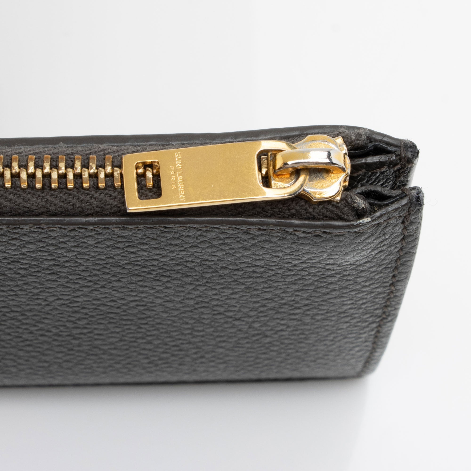 Saint Laurent Grain de Poudre Fragments Zipper Card Case (SHF-guNOD1)