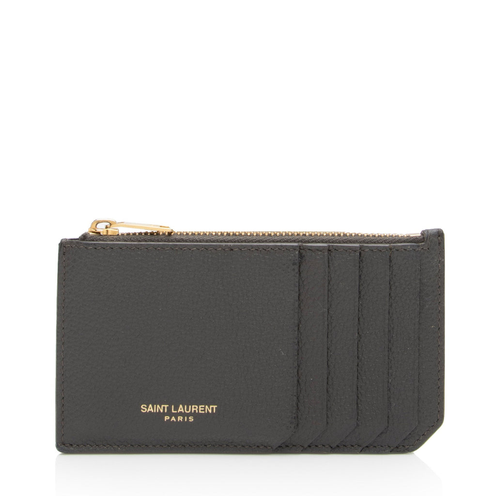 Saint Laurent Grain de Poudre Fragments Zipper Card Case (SHF-guNOD1)
