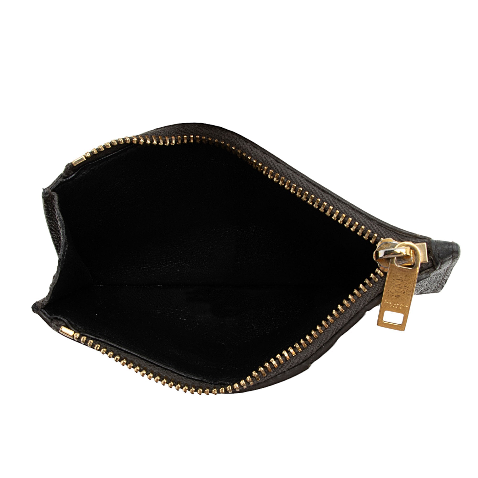 Saint Laurent Grain de Poudre Fragments Zipper Card Case (SHF-guNOD1)
