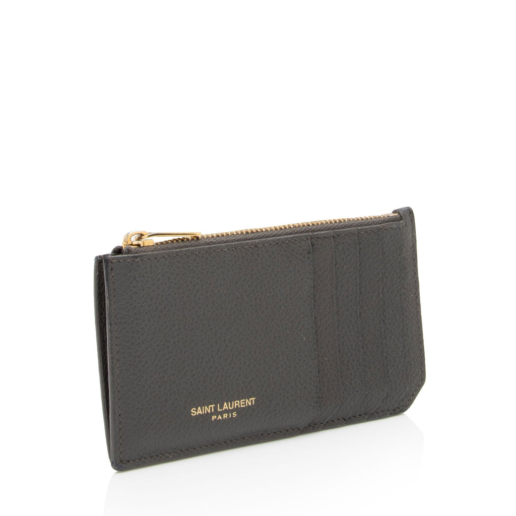 Saint Laurent Grain de Poudre Fragments Zipper Card Case (SHF-guNOD1)