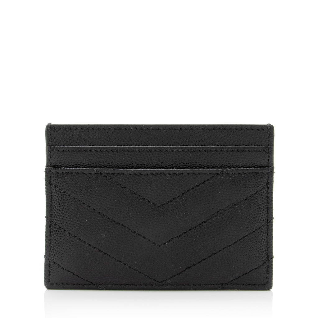 Saint Laurent Matelasse Grain de Poudre Monogram Card Case (SHF-dAEZr6)