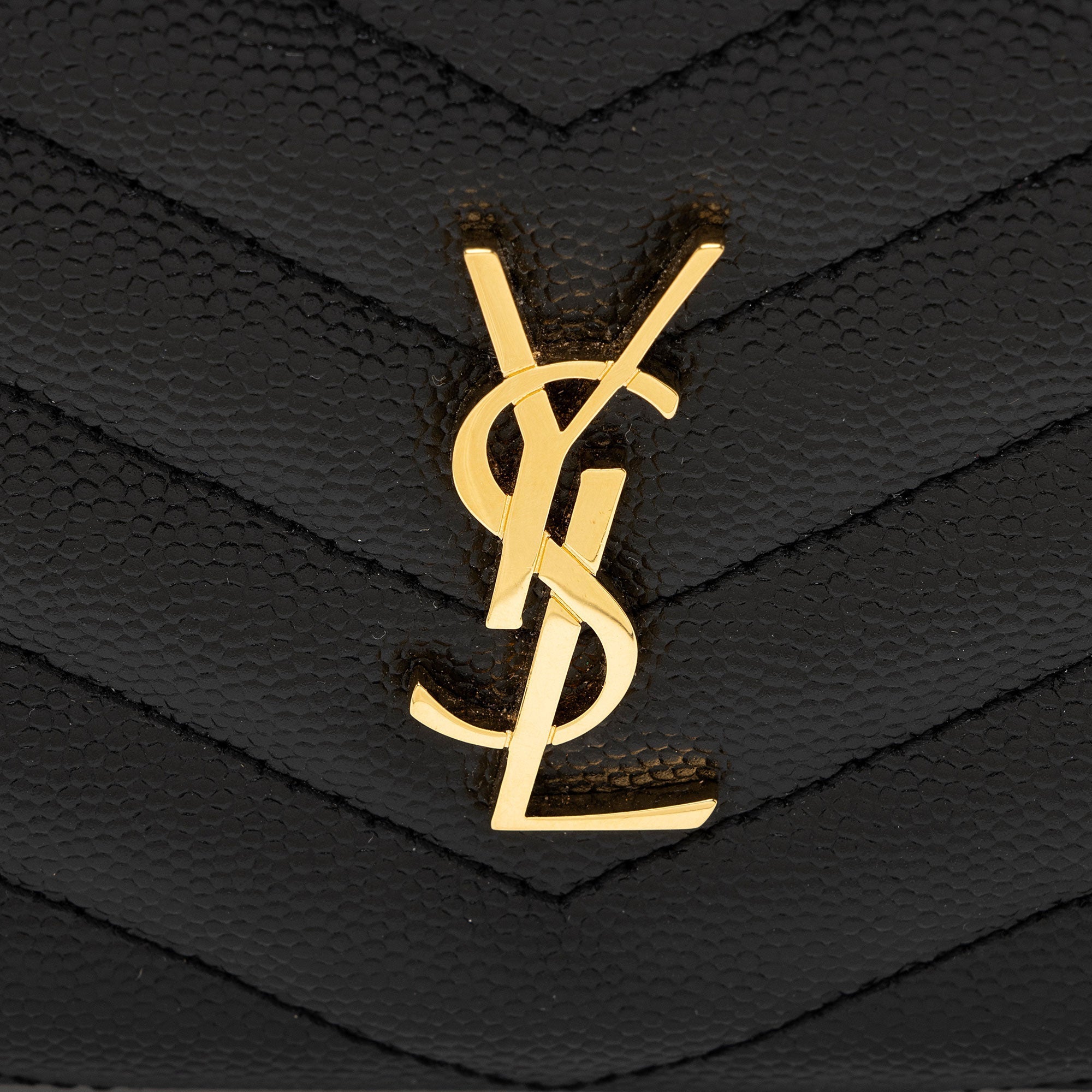 Saint Laurent Grain de Poudre Monogram Cassandre Fragments Bi-Fold Wallet (SHF-pjyvyg)