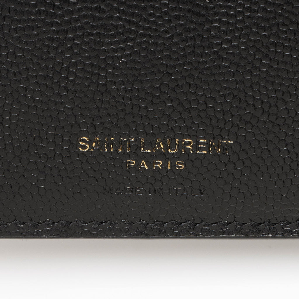Saint Laurent Grain de Poudre Monogram Cassandre Fragments Bi-Fold Wallet (SHF-pjyvyg)