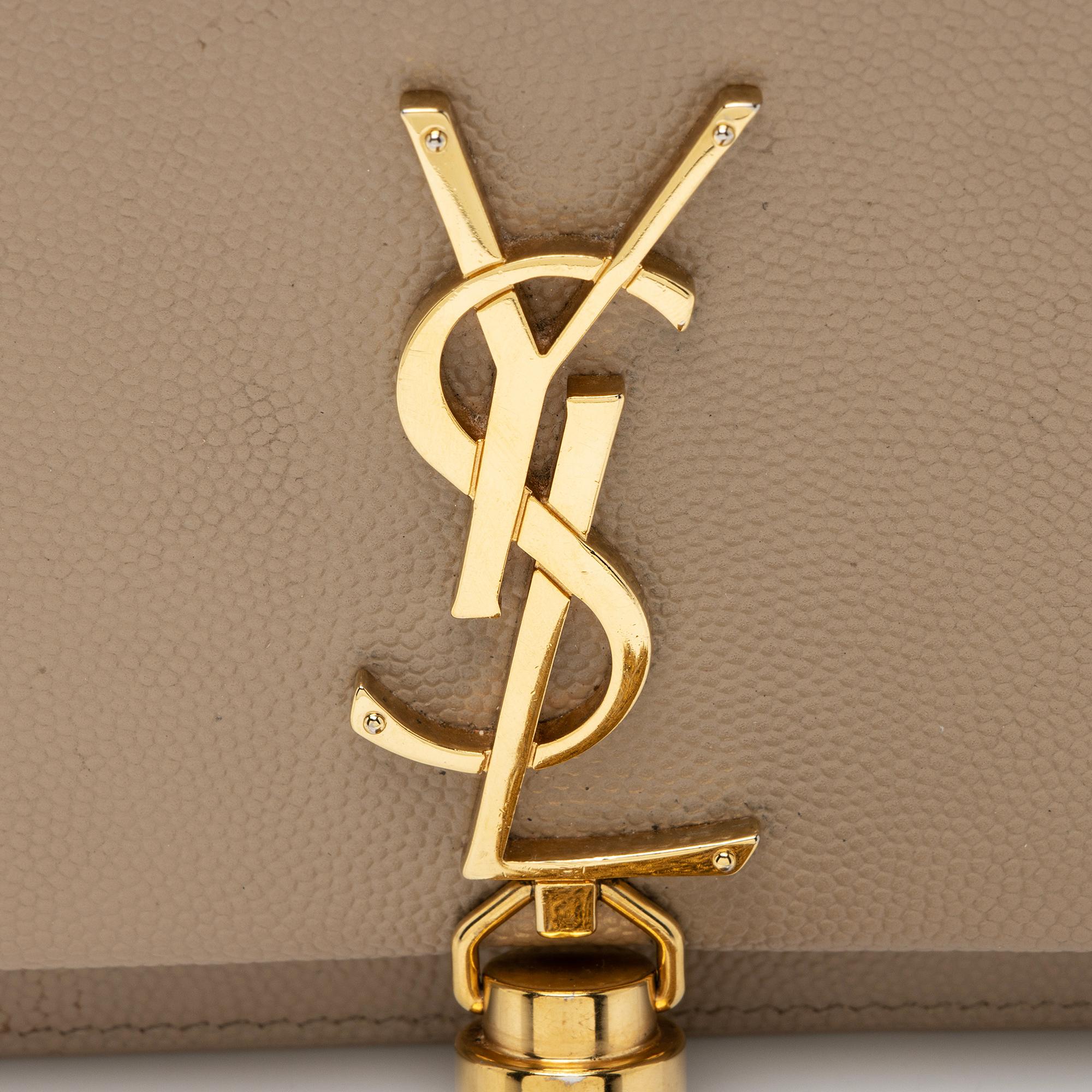 Saint Laurent Grain de Poudre Monogram Kate Tassel Chain Wallet (SHF-RnbEHa)