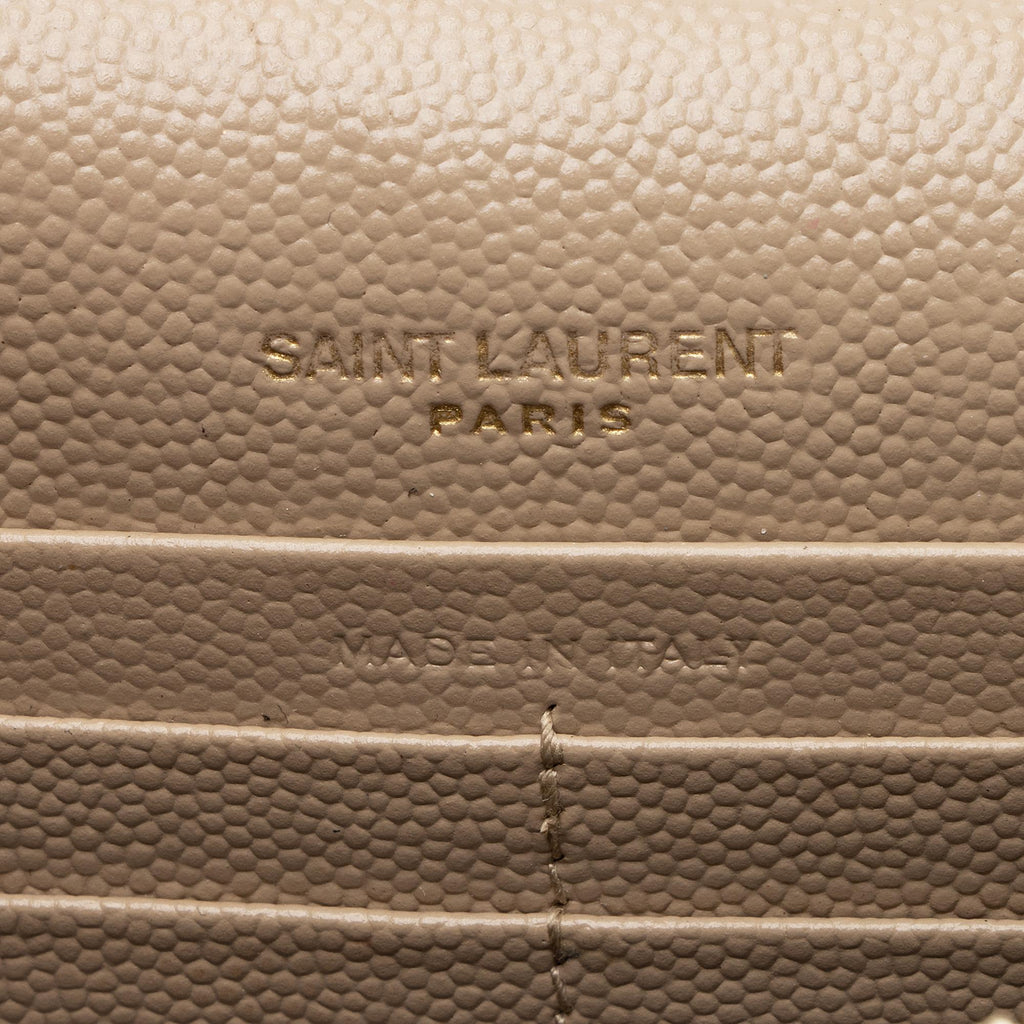 Saint Laurent Grain de Poudre Monogram Kate Tassel Chain Wallet (SHF-RnbEHa)