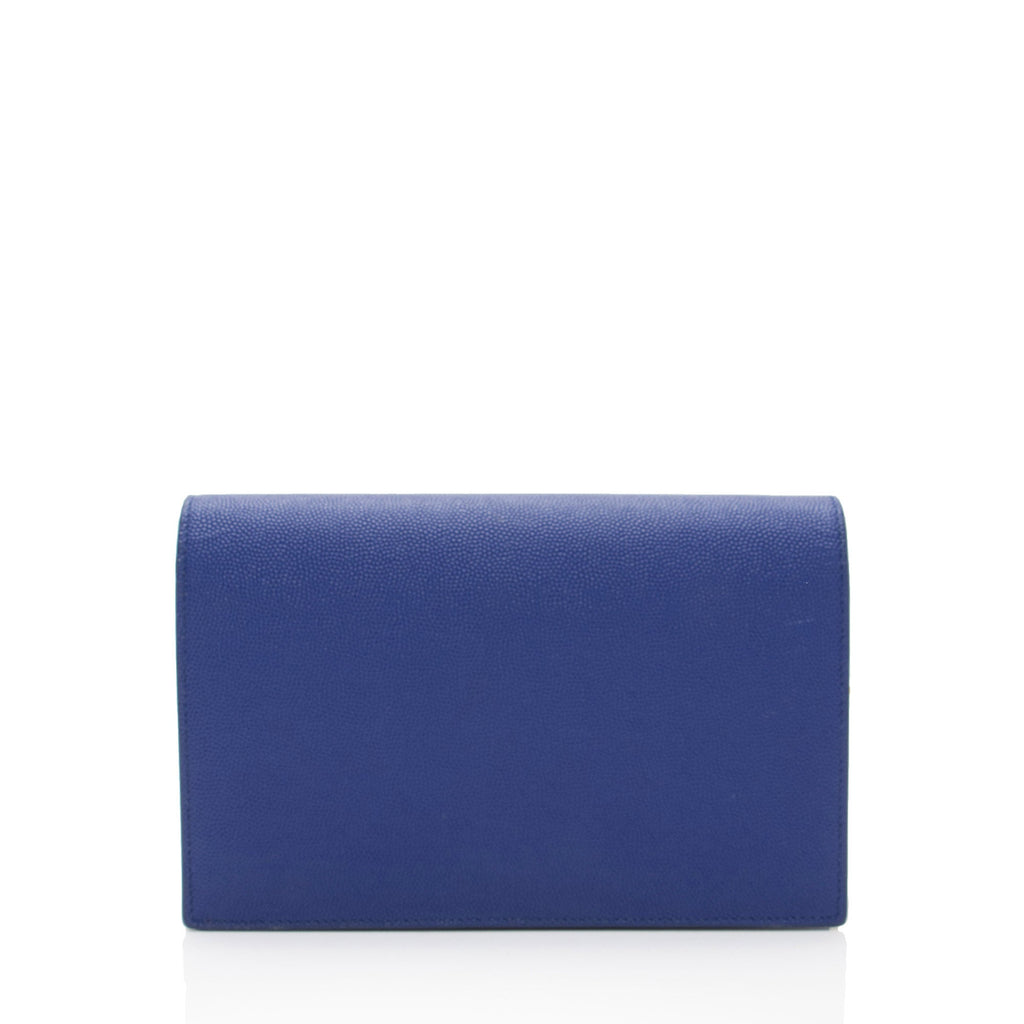 Saint Laurent Grain de Poudre Monogram Kate Tassel Chain Wallet (SHF-VTLtMN)
