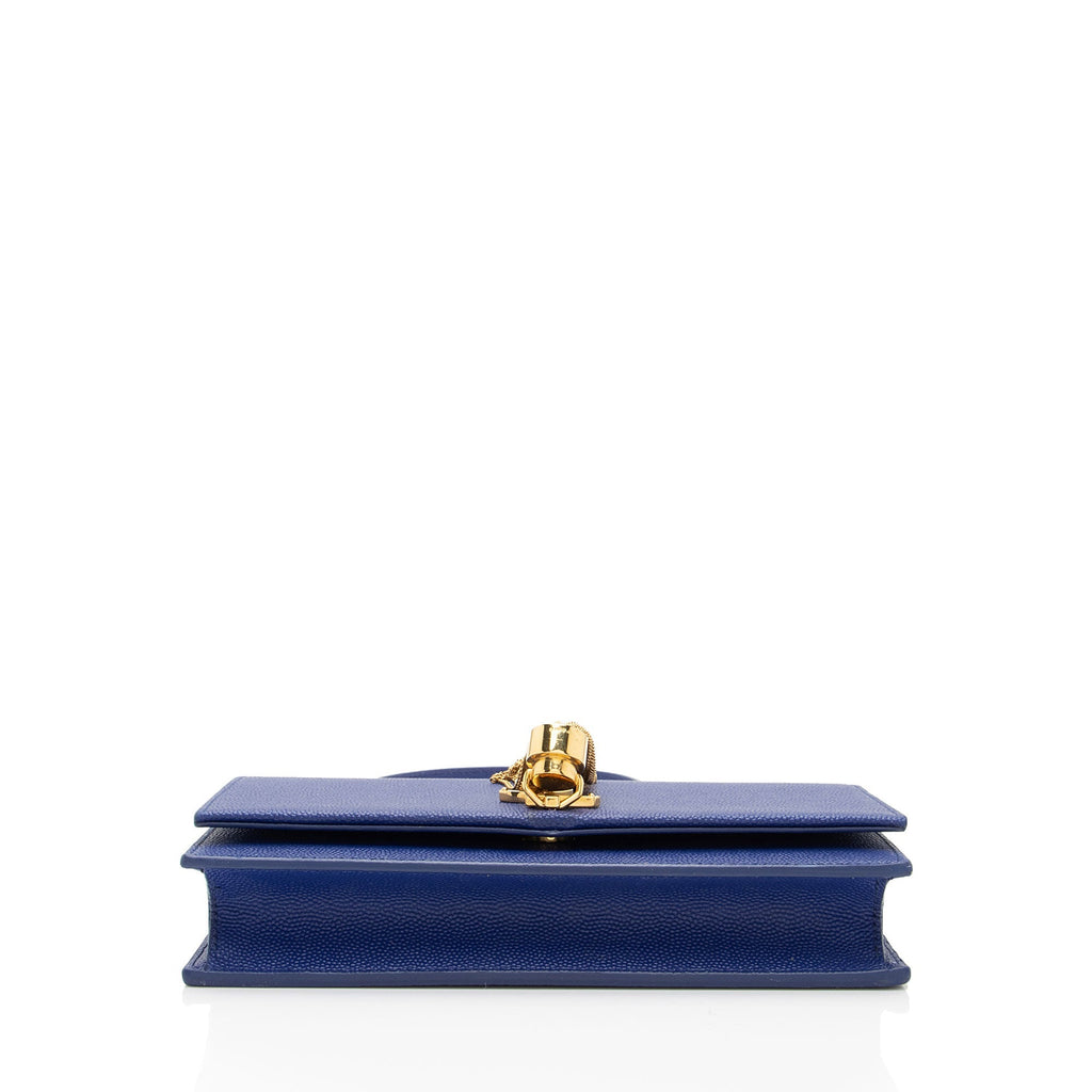 Saint Laurent Grain de Poudre Monogram Kate Tassel Chain Wallet (SHF-VTLtMN)