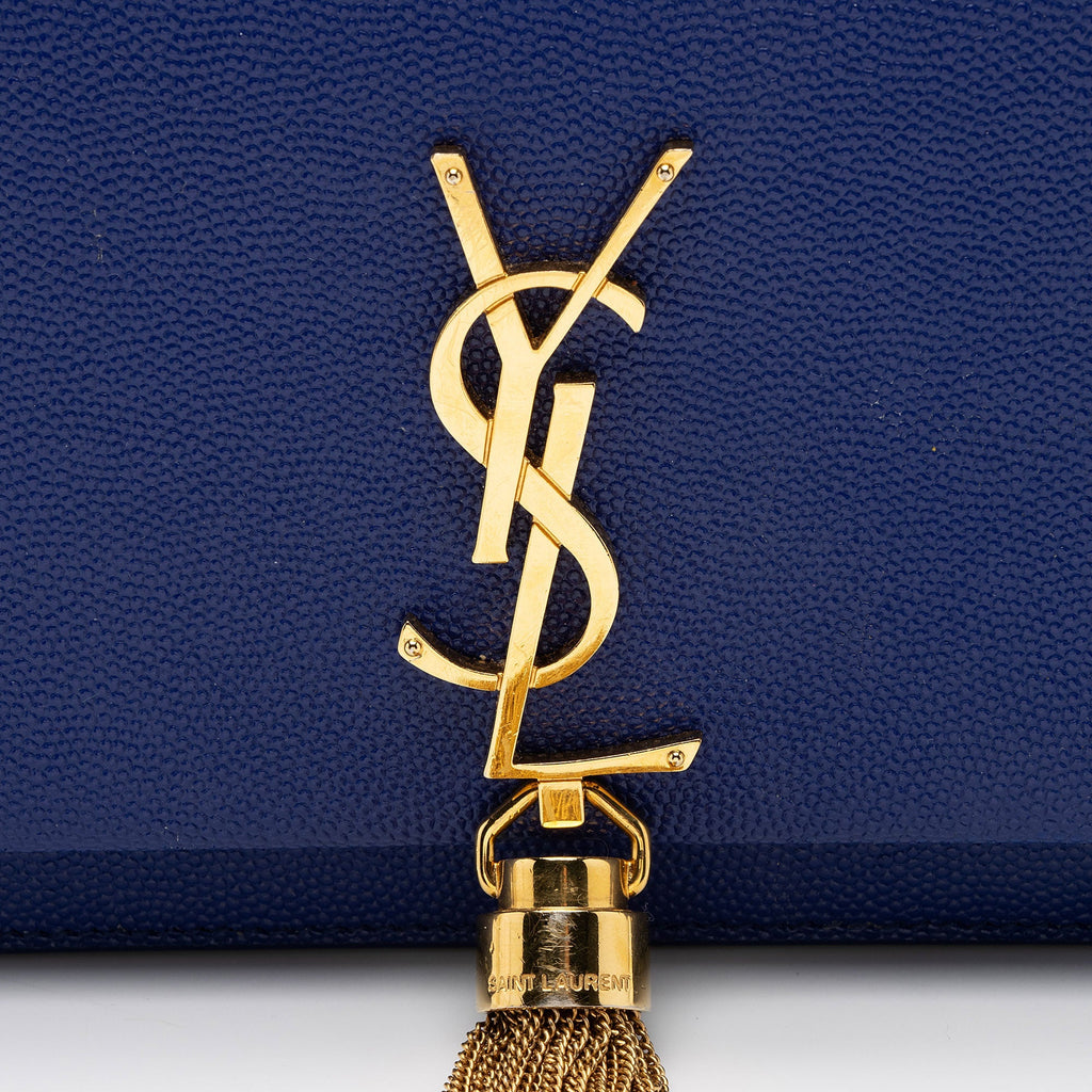 Saint Laurent Grain de Poudre Monogram Kate Tassel Chain Wallet (SHF-VTLtMN)