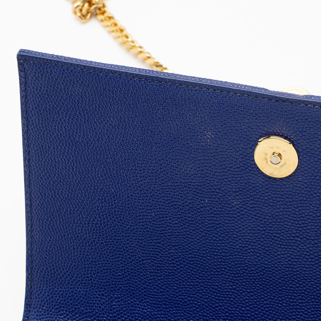 Saint Laurent Grain de Poudre Monogram Kate Tassel Chain Wallet (SHF-VTLtMN)