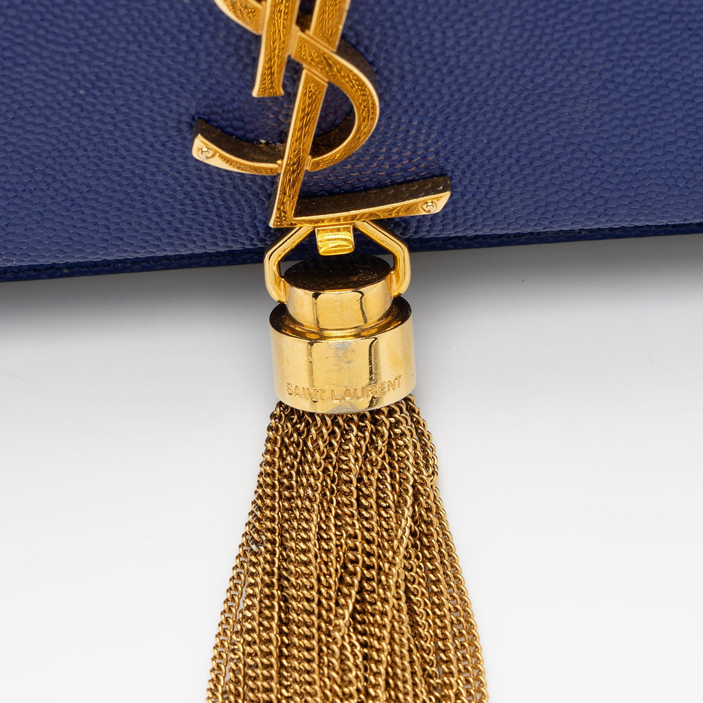 Saint Laurent Grain de Poudre Monogram Kate Tassel Chain Wallet (SHF-VTLtMN)