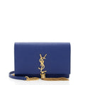 Saint Laurent Grain de Poudre Monogram Kate Tassel Chain Wallet (SHF-VTLtMN)