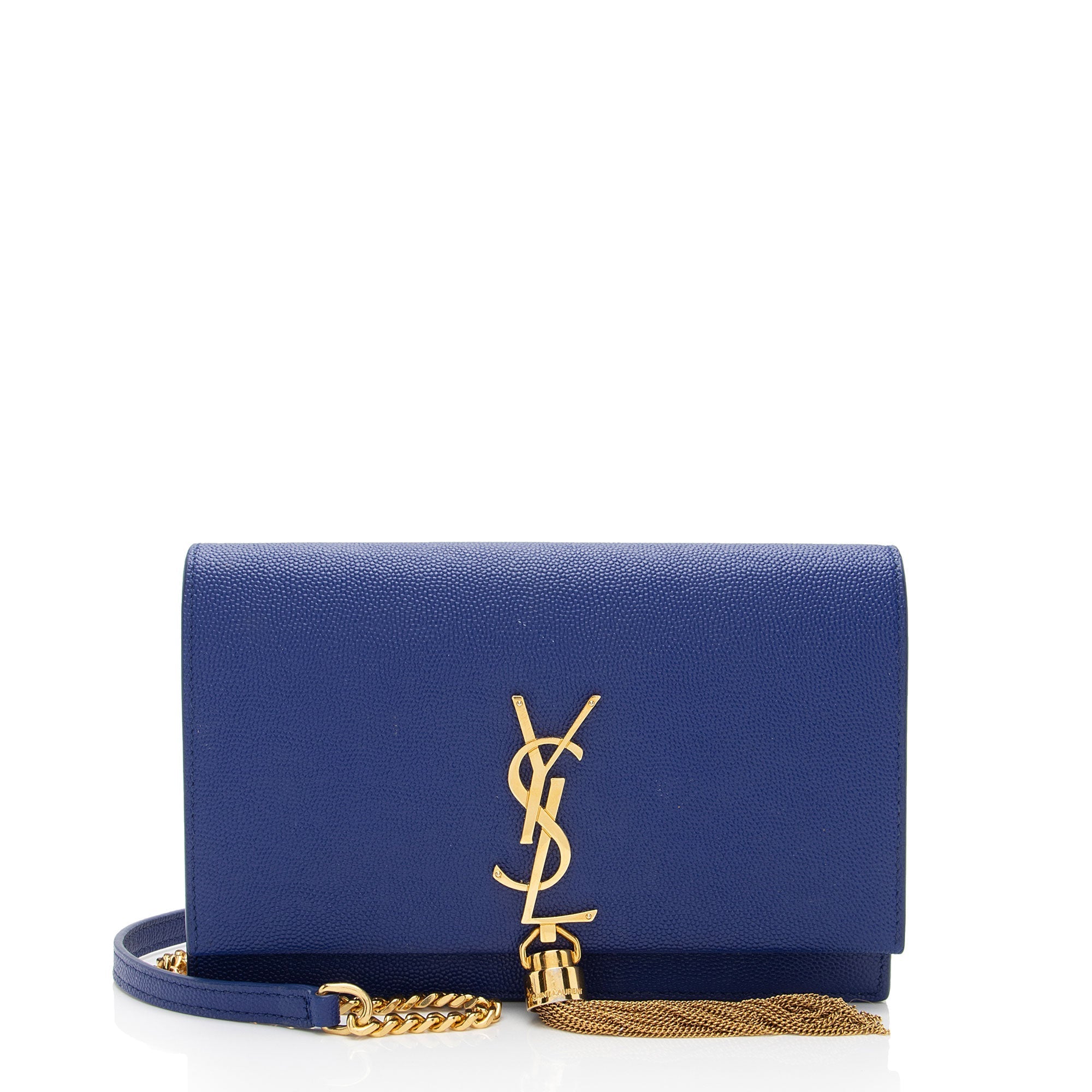 Saint Laurent Grain de Poudre Monogram Kate Tassel Chain Wallet (SHF-VTLtMN)