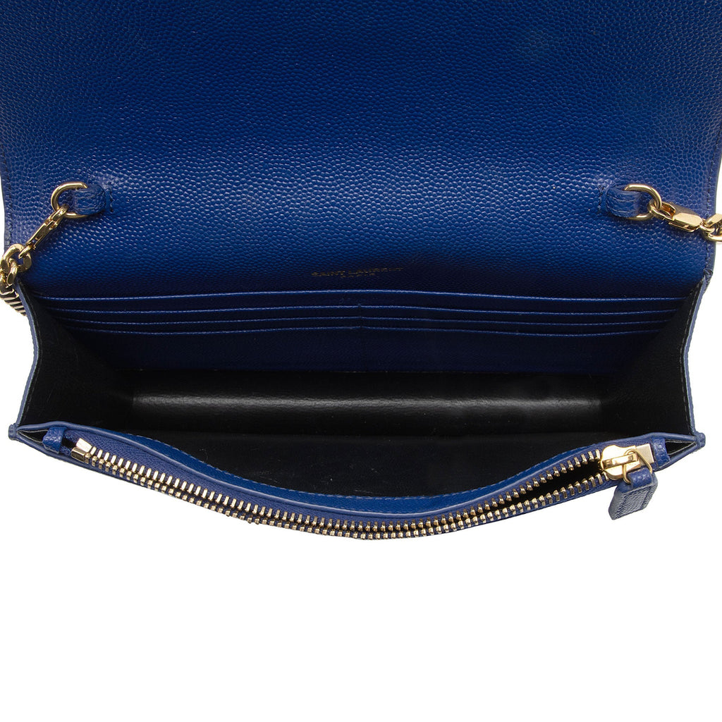 Saint Laurent Grain de Poudre Monogram Kate Tassel Chain Wallet (SHF-VTLtMN)