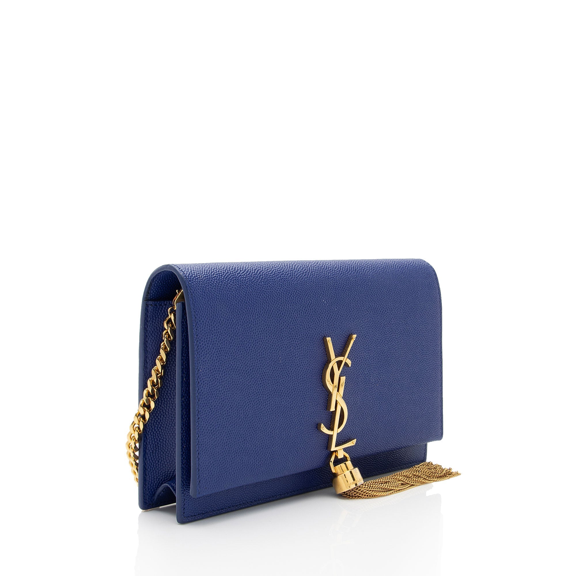 Saint Laurent Grain de Poudre Monogram Kate Tassel Chain Wallet (SHF-VTLtMN)