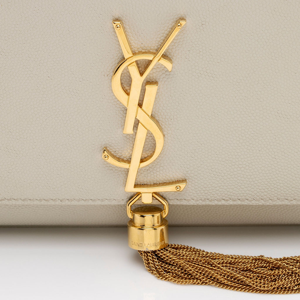 Saint Laurent Grain de Poudre Monogram Kate Tassel Small Shoulder Bag (SHF-qkyzOA)