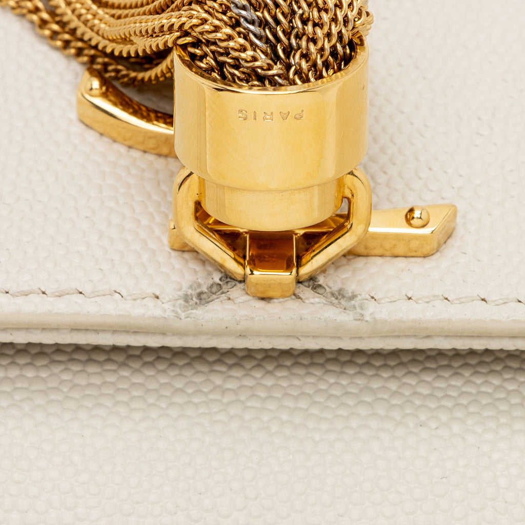 Saint Laurent Grain de Poudre Monogram Kate Tassel Small Shoulder Bag (SHF-qkyzOA)