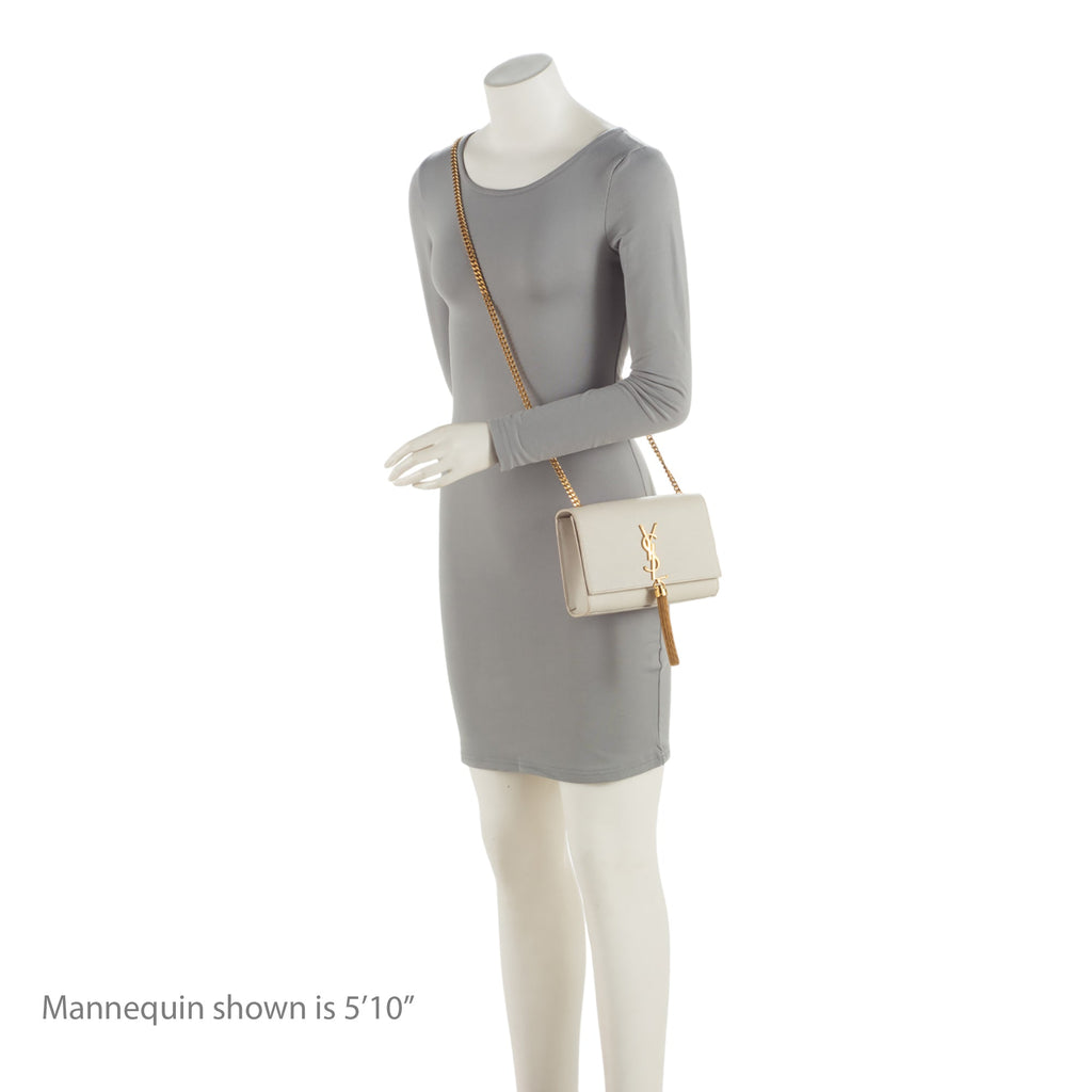 Saint Laurent Grain de Poudre Monogram Kate Tassel Small Shoulder Bag (SHF-qkyzOA)