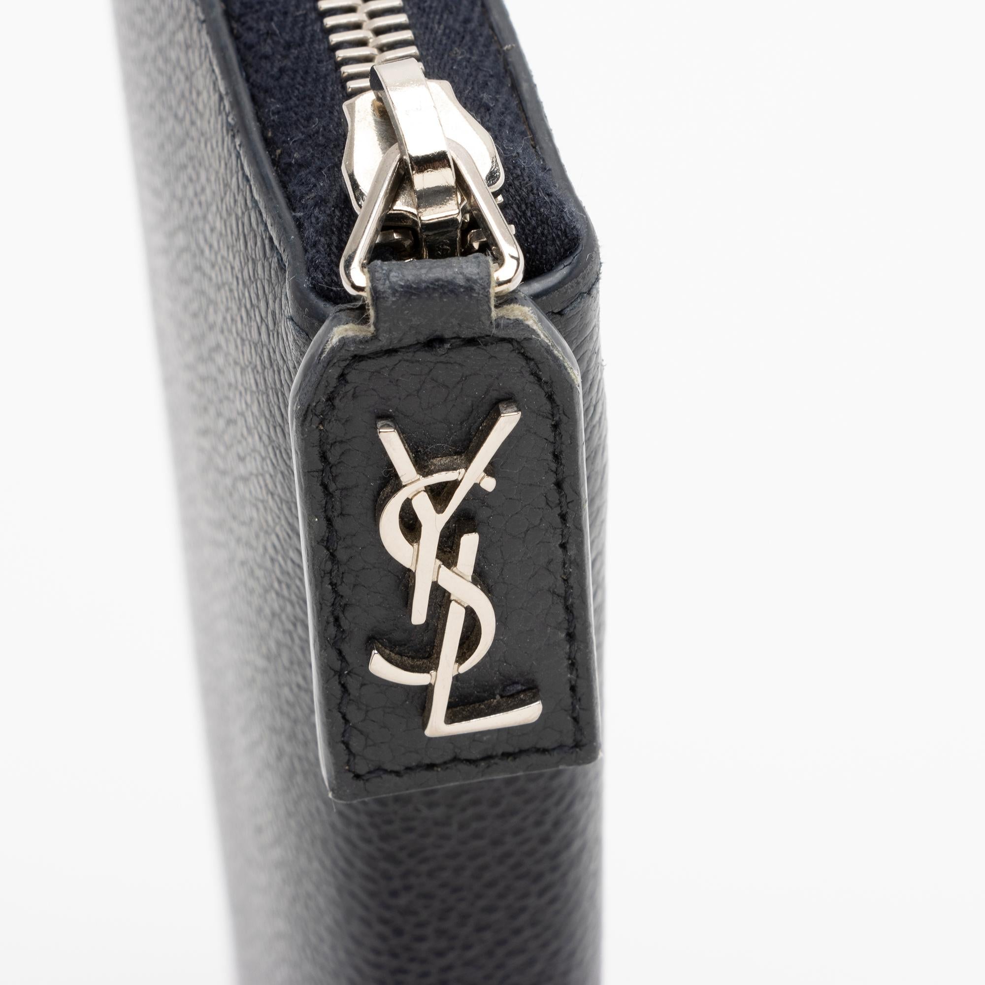 Saint Laurent Grain de Poudre Rive Gauche Zip Around Wallet (SHF-sNhxXD)