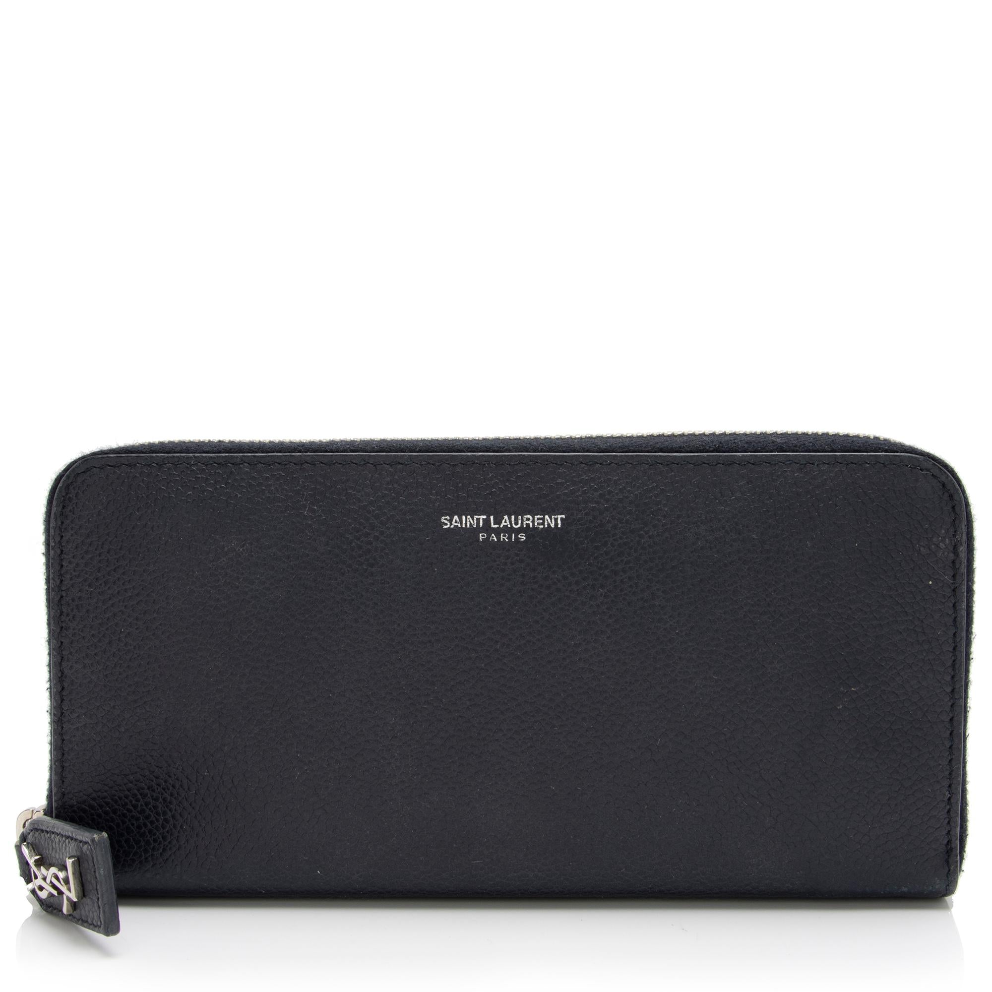 Saint Laurent Grain de Poudre Rive Gauche Zip Around Wallet (SHF-sNhxXD)