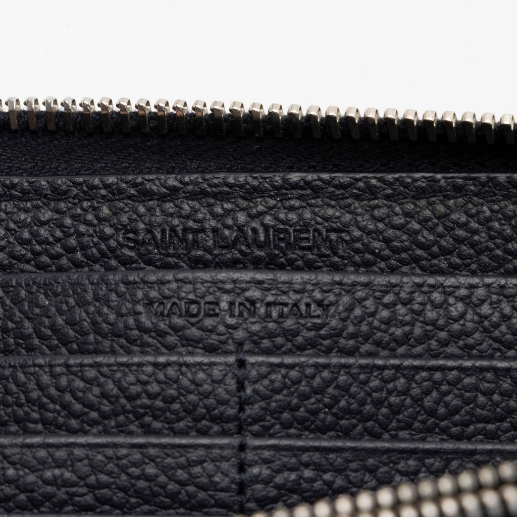 Saint Laurent Grain de Poudre Rive Gauche Zip Around Wallet (SHF-sNhxXD)