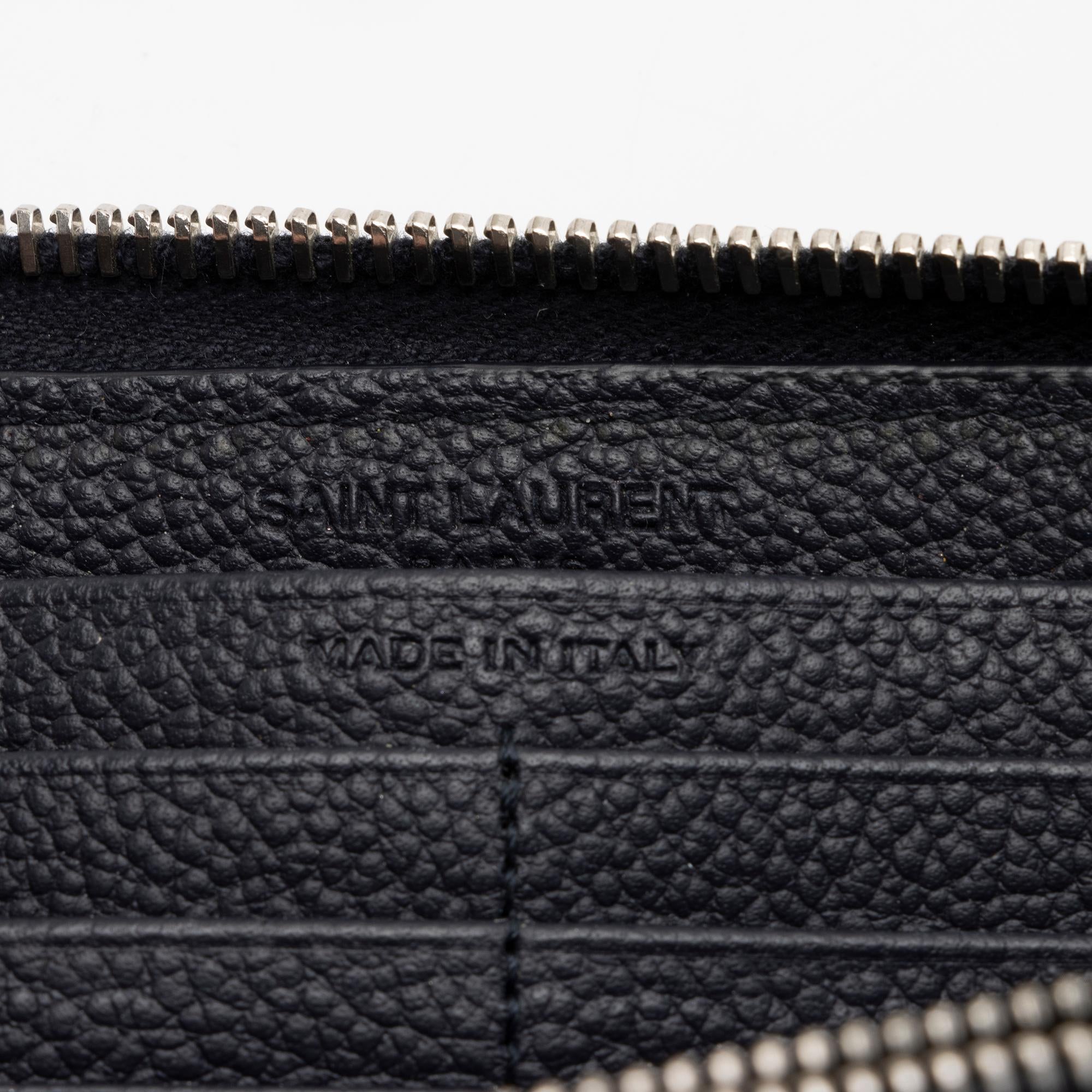 Saint Laurent Grain de Poudre Rive Gauche Zip Around Wallet (SHF-sNhxXD)