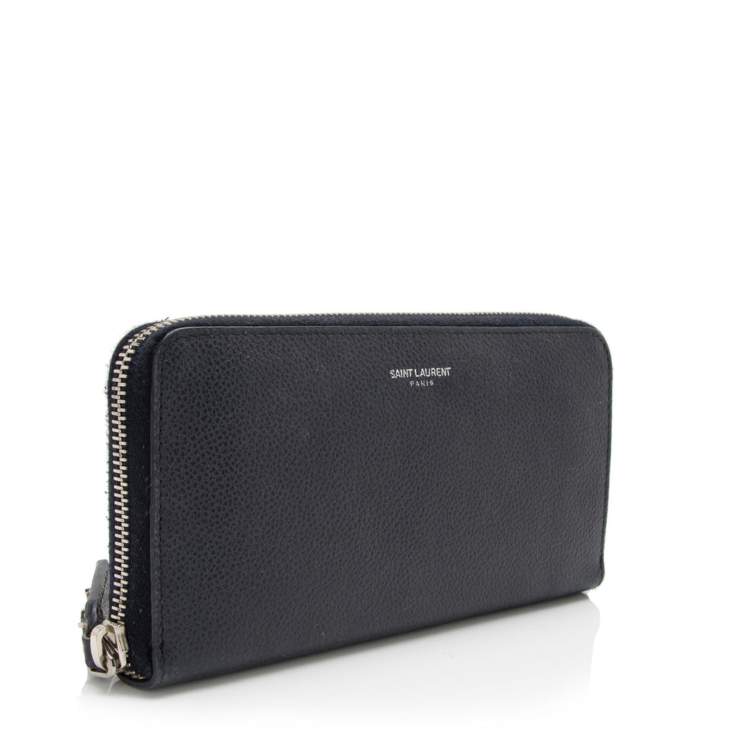 Saint Laurent Grain de Poudre Rive Gauche Zip Around Wallet (SHF-sNhxXD)