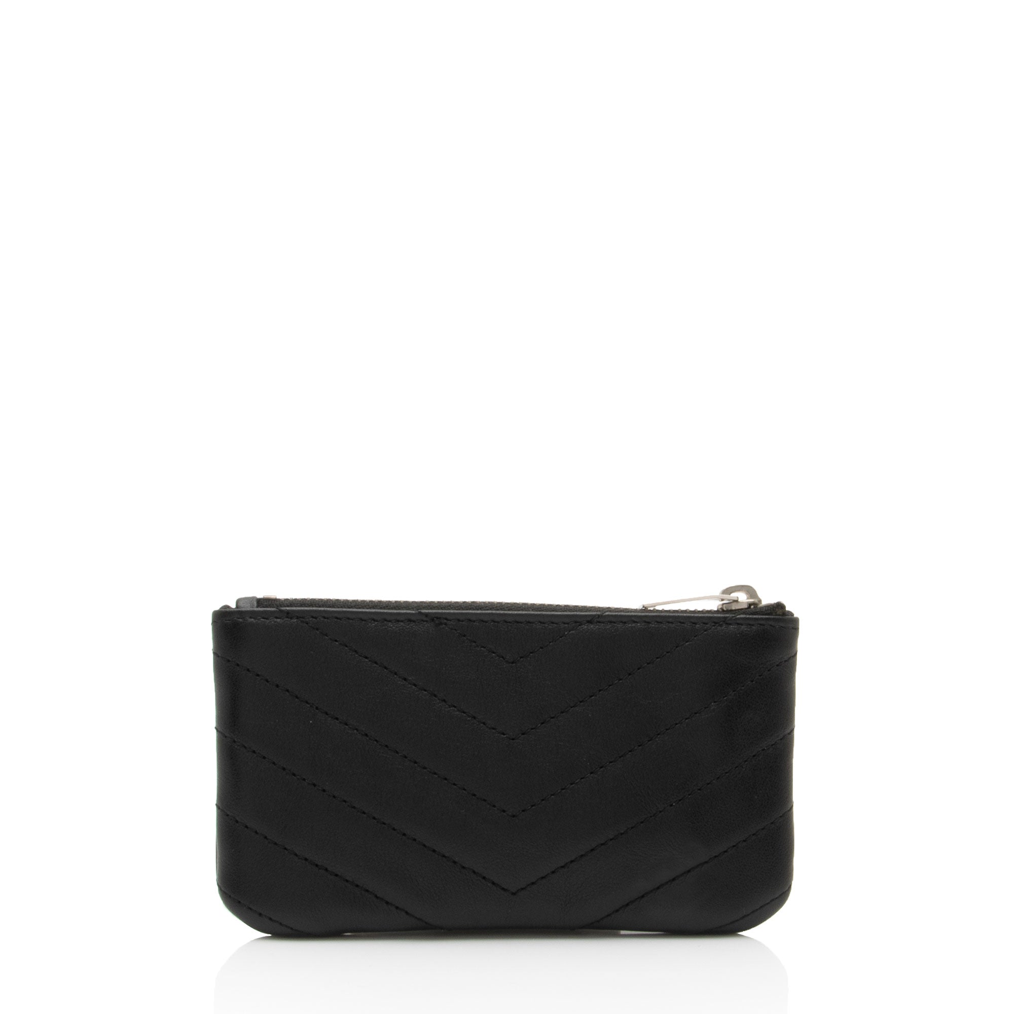 Saint Laurent Lambskin Monogram Cassandre Key Pouch (SHF-Ffj9zM)