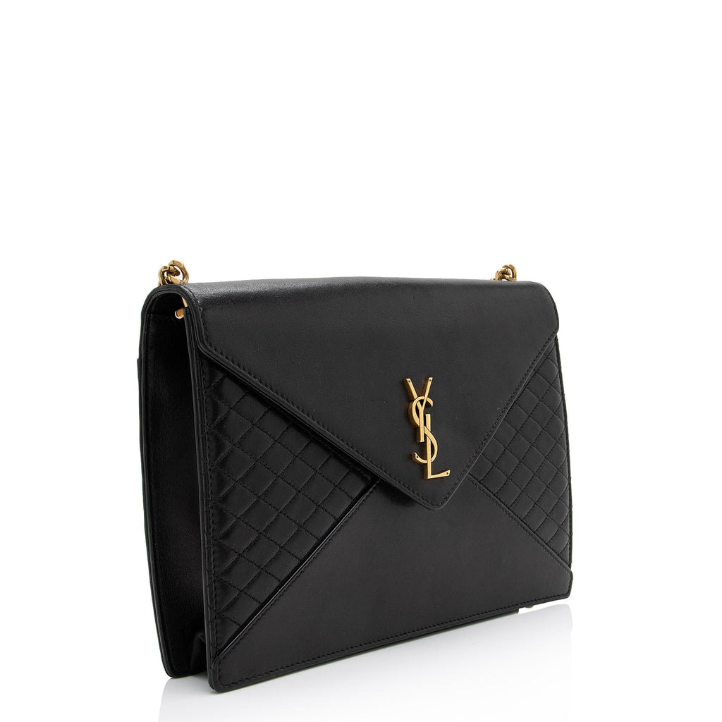 Saint Laurent Lambskin Monogram Gaby Chain Envelope Bag (SHF-23054)