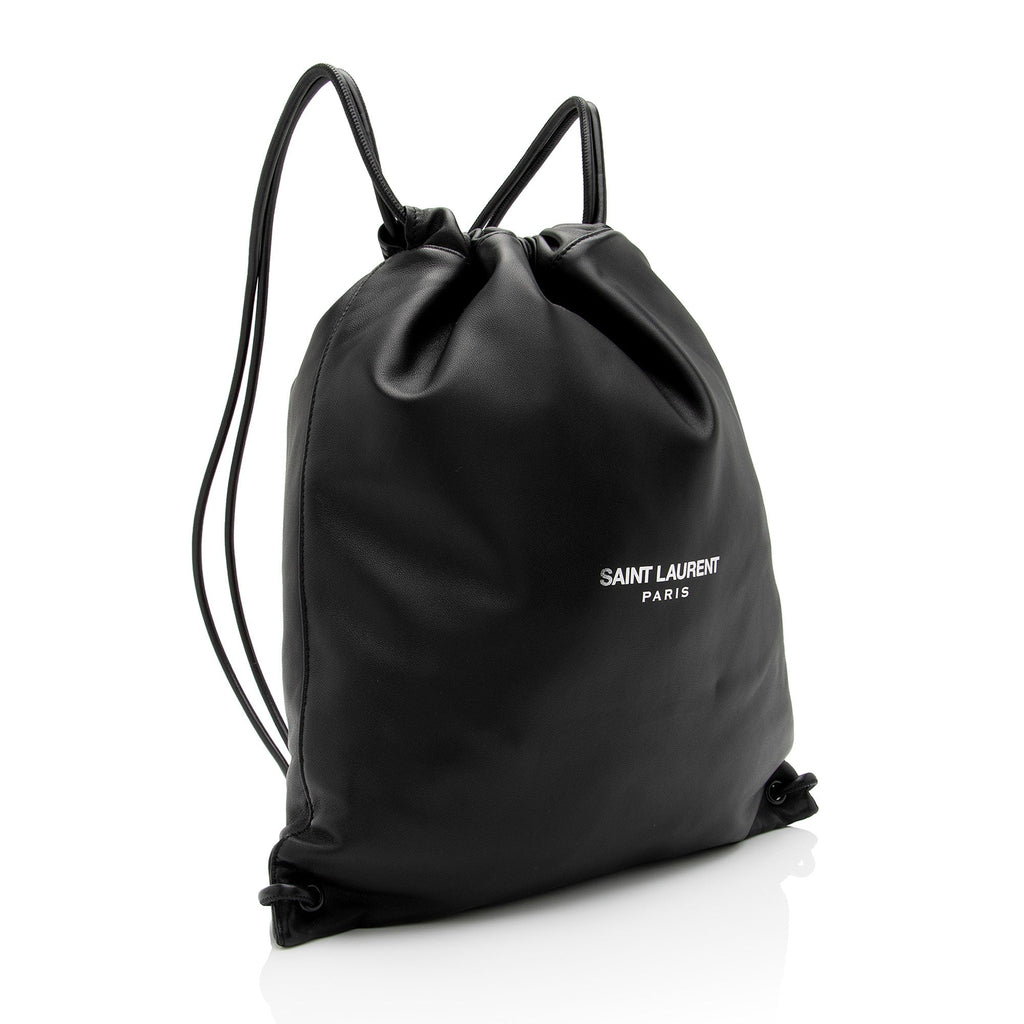 Saint Laurent Lambskin Teddy Drawstring Backpack (SHF-AWdD6b)