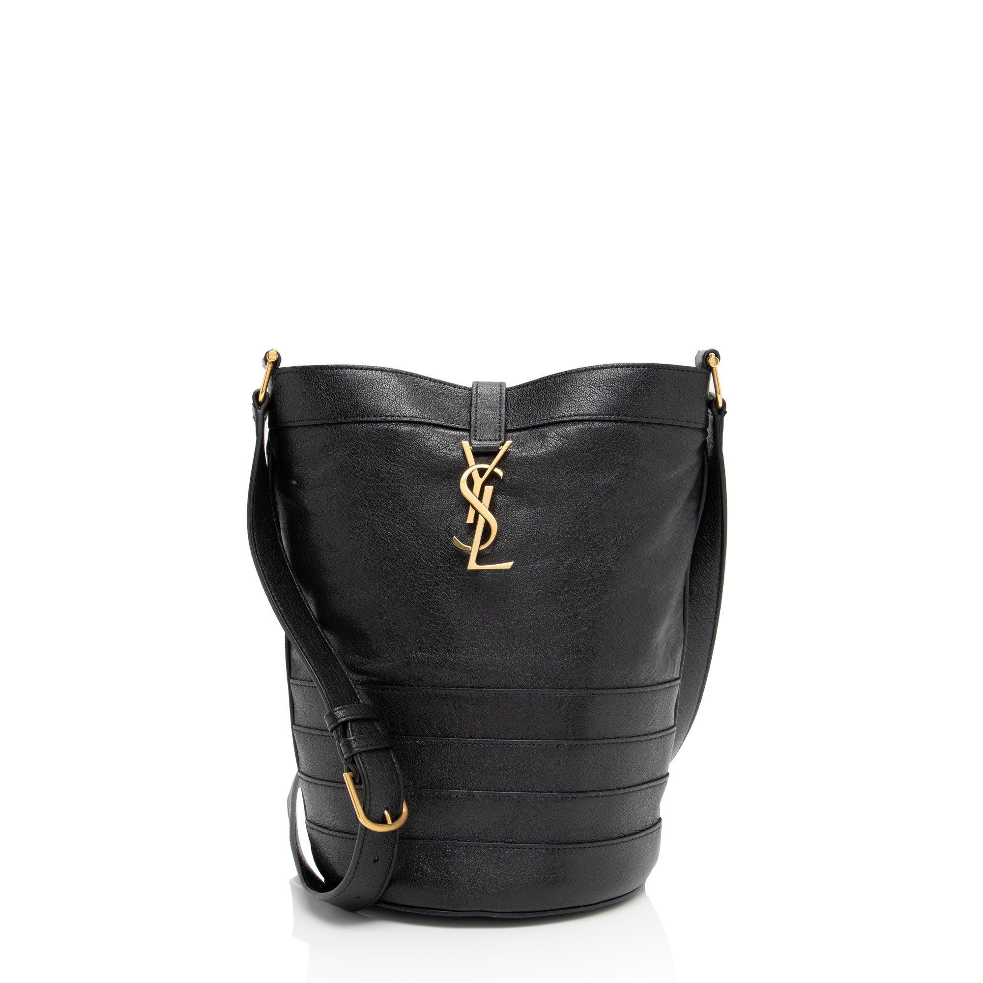 Saint Laurent Lambskin Seau Fermoir Bucket Bag (SHF-tr8sJF)