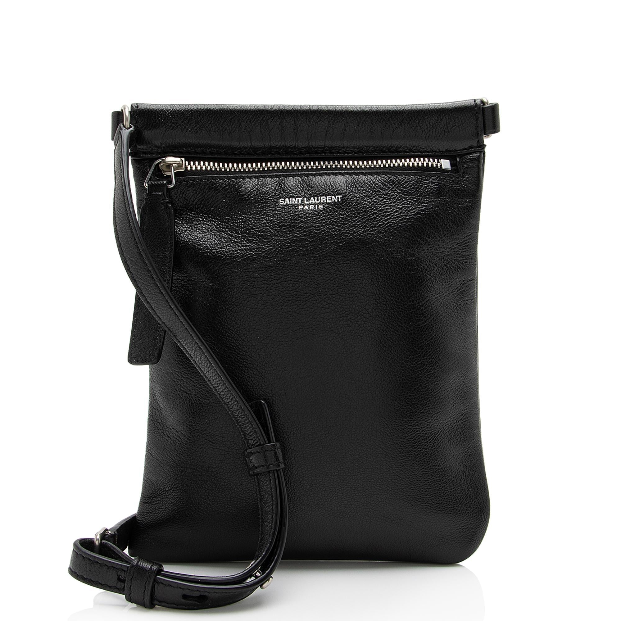 Saint Laurent Lambskin Sid Flat Crossbody Bag (SHF-PDqg2e)